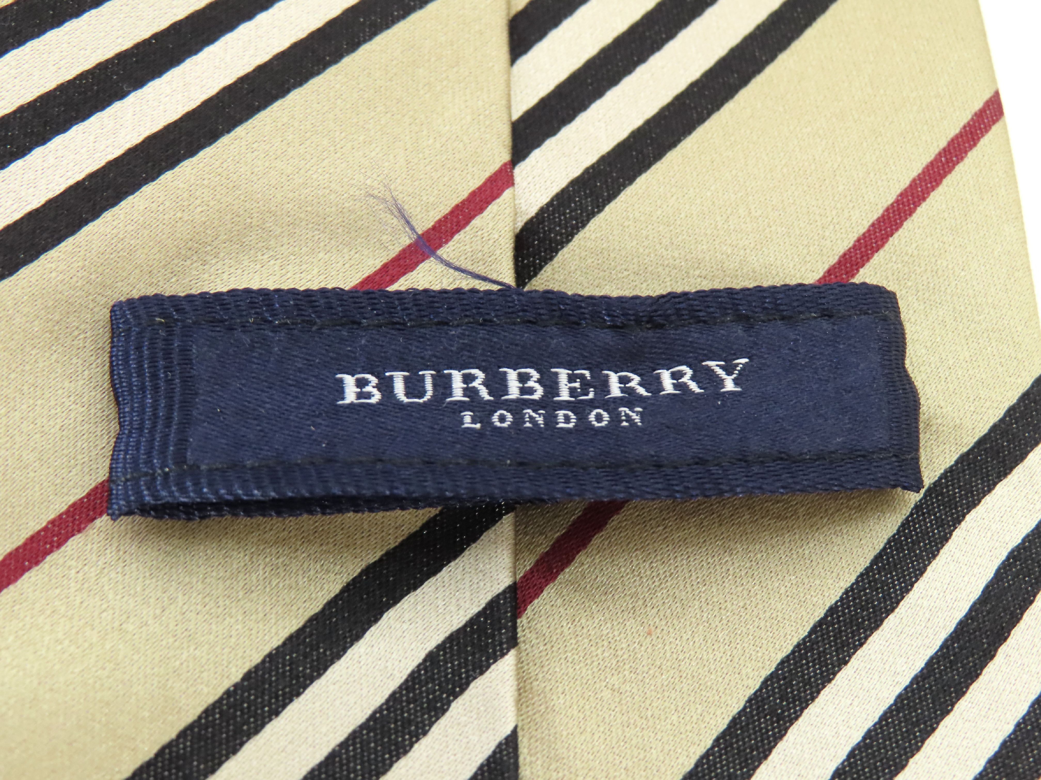 Burberry London Men's Beige Manson Diagonal Stripe Silk Tie