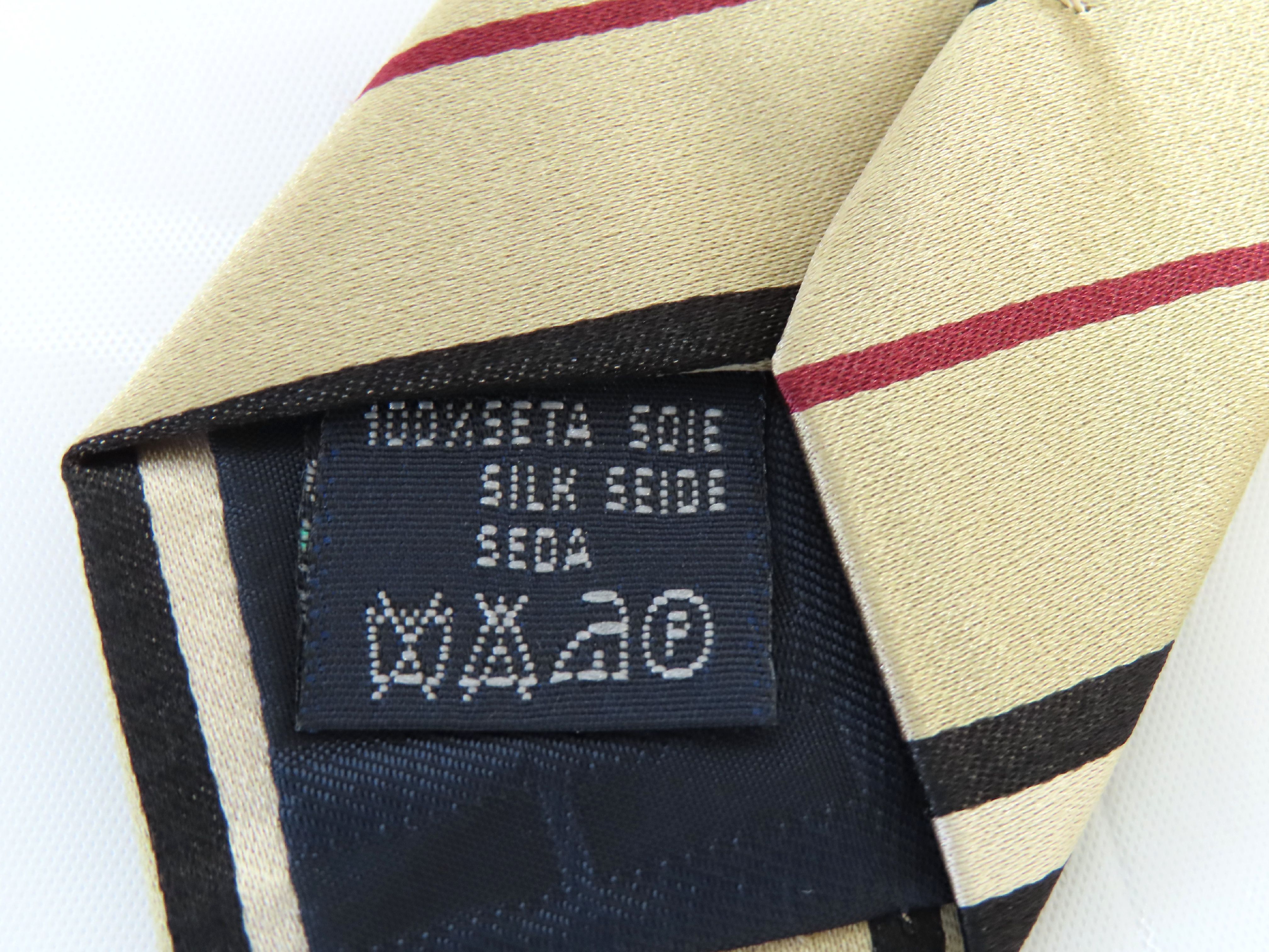 Burberry London Men's Beige Manson Diagonal Stripe Silk Tie