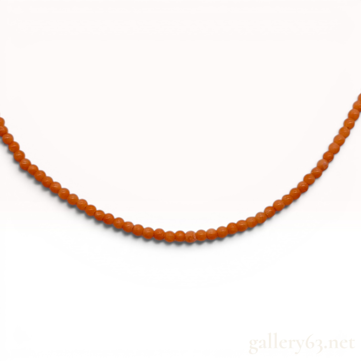 18K Yellow Gold and Natural Antique Orange Coral Beaded Necklace