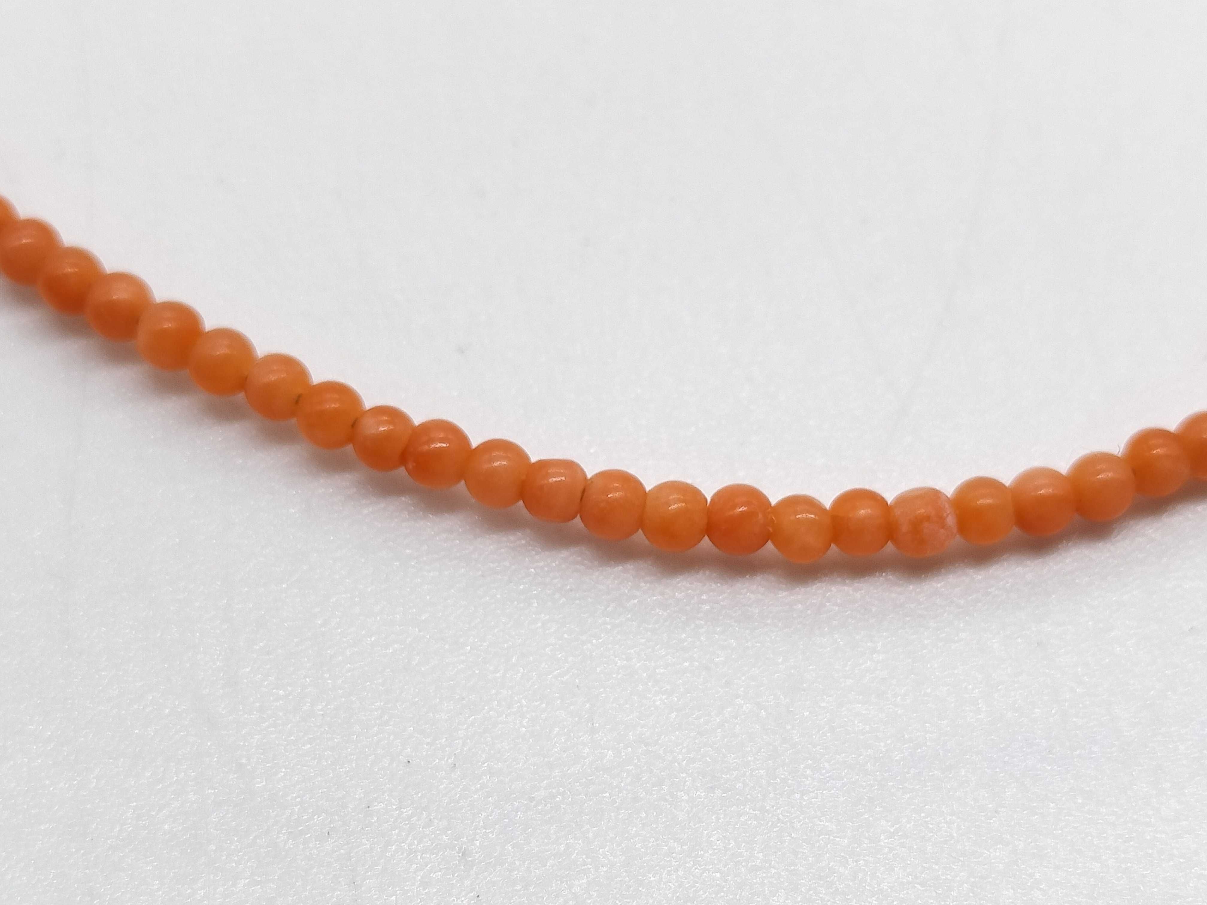 18K Yellow Gold and Natural Antique Orange Coral Beaded Necklace