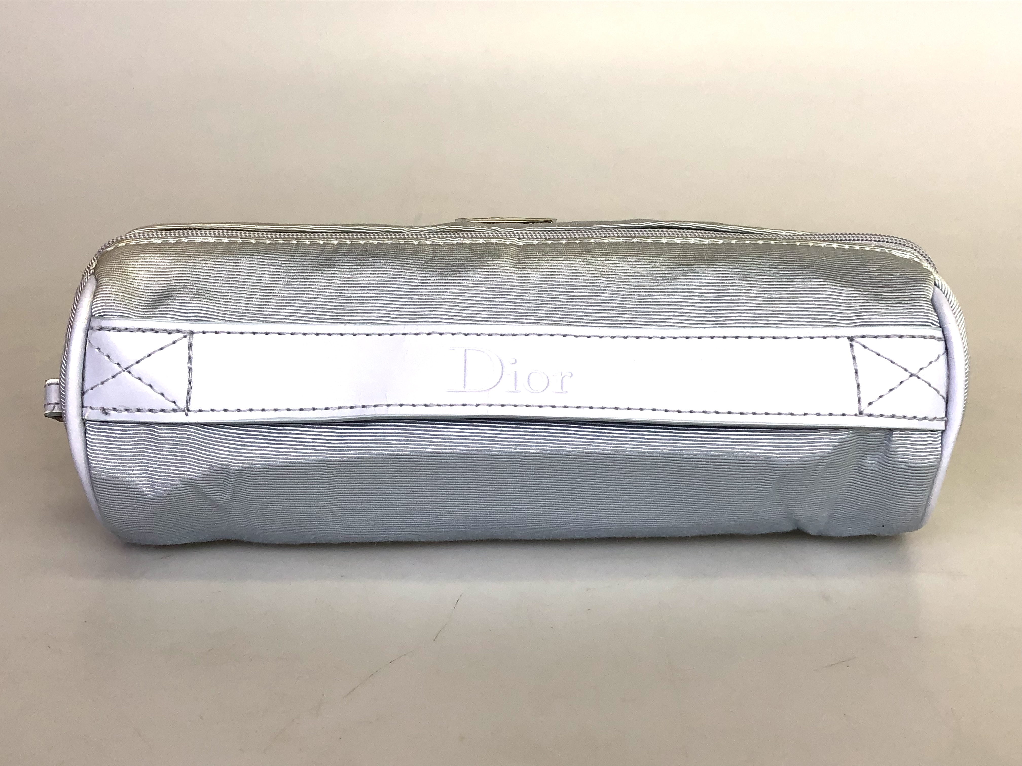 Dior Beauty Ribbed Textile Cylinder Cosmetic Pouch Wristlet