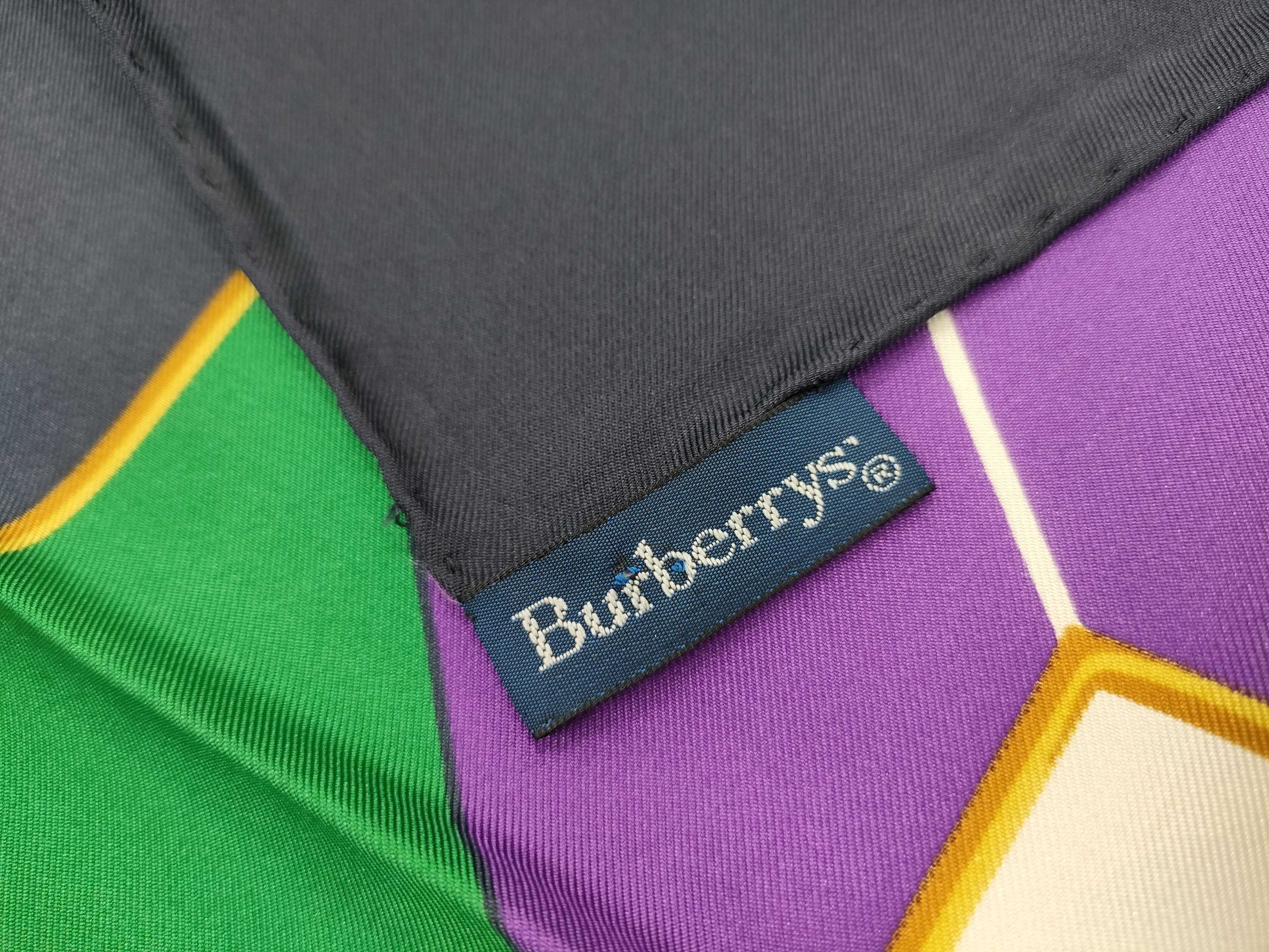 Vintage Burberrys' of London Striped Silk Scarf with Equestrian Knight Motif
