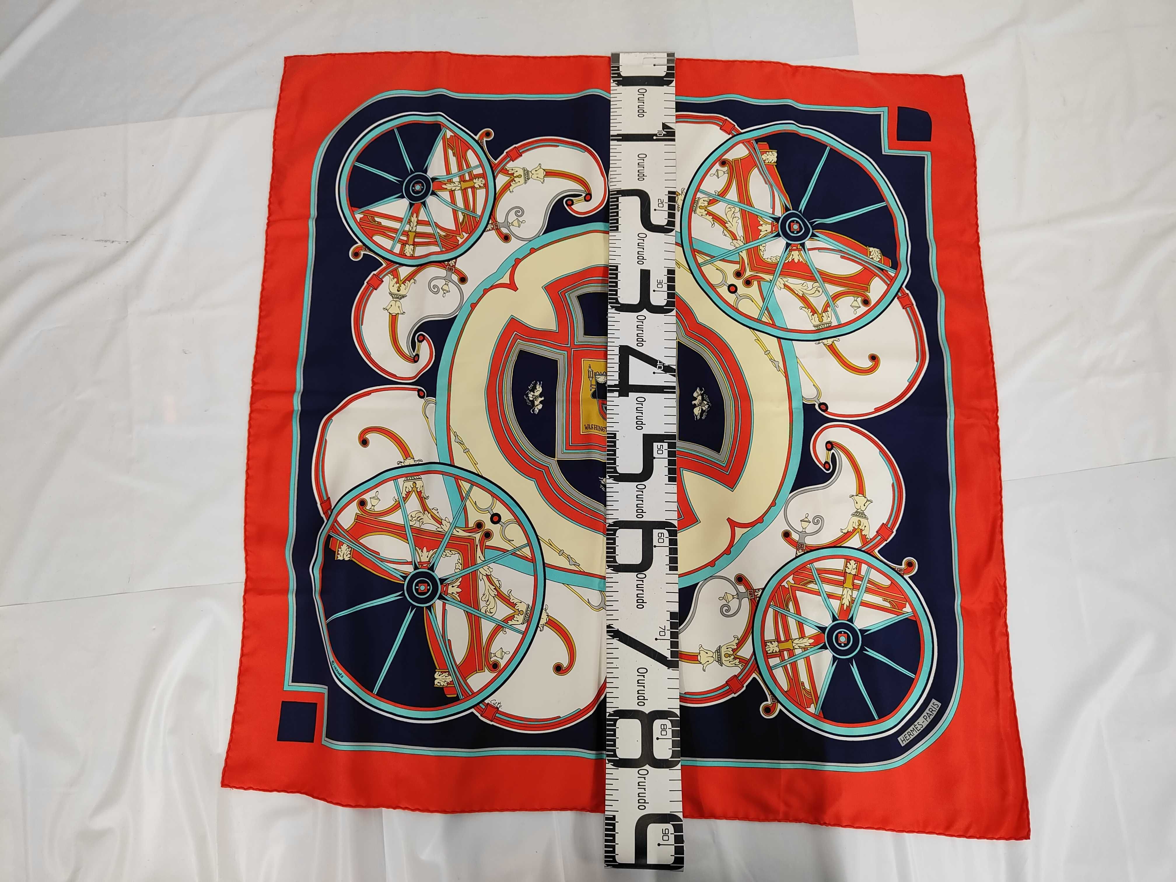Hermes Washington's Carriage Silk Twill Carre 90 Scarf with Box