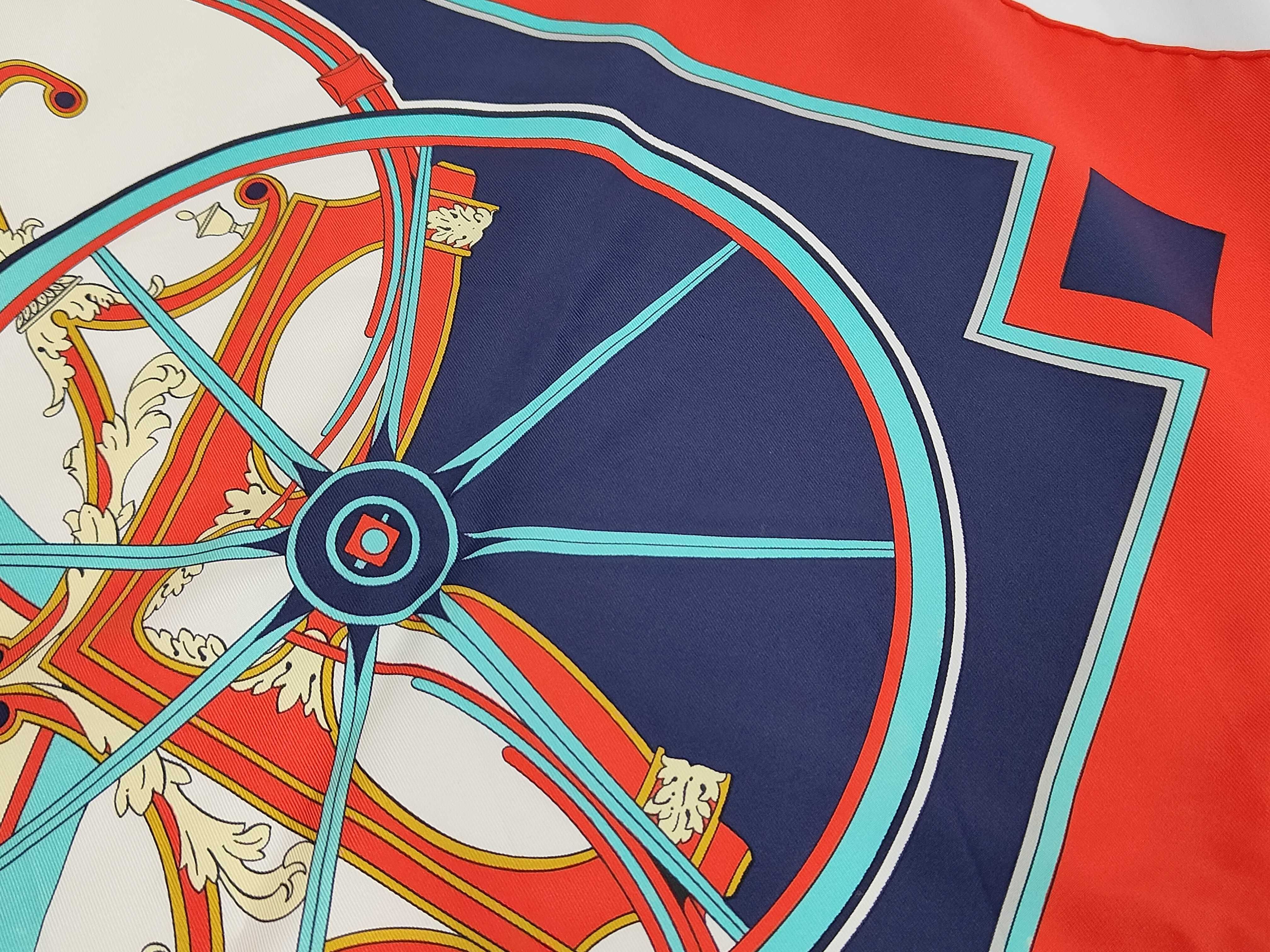 Hermes Washington's Carriage Silk Twill Carre 90 Scarf with Box
