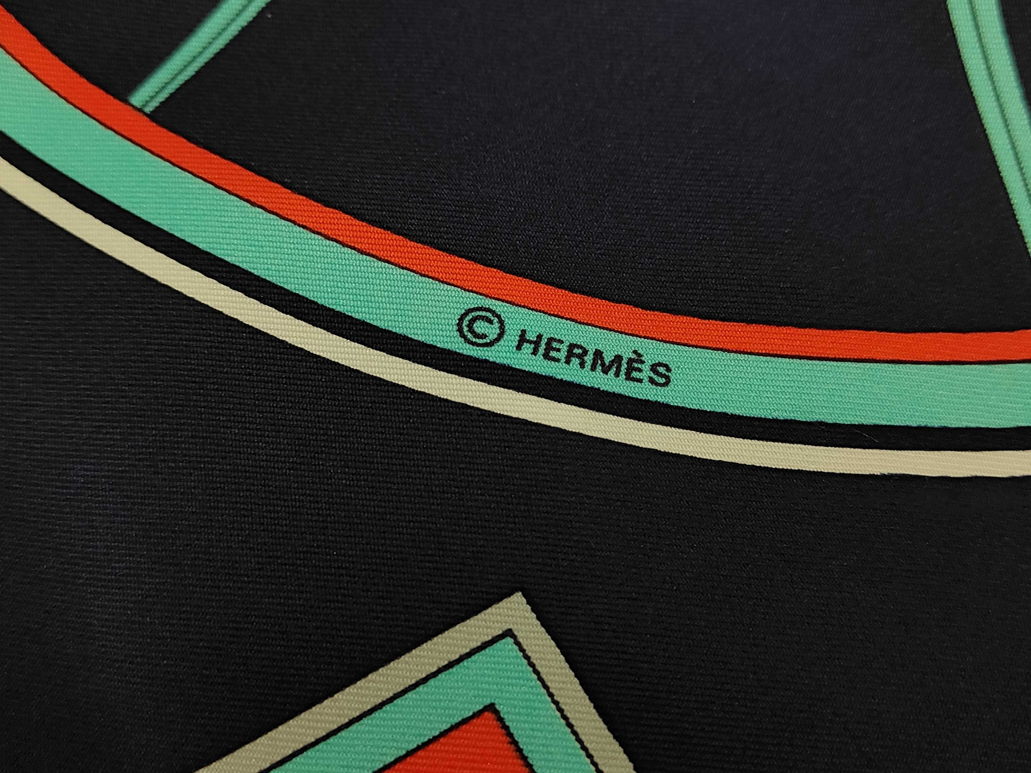 Hermes Washington's Carriage Silk Twill Carre 90 Scarf with Box