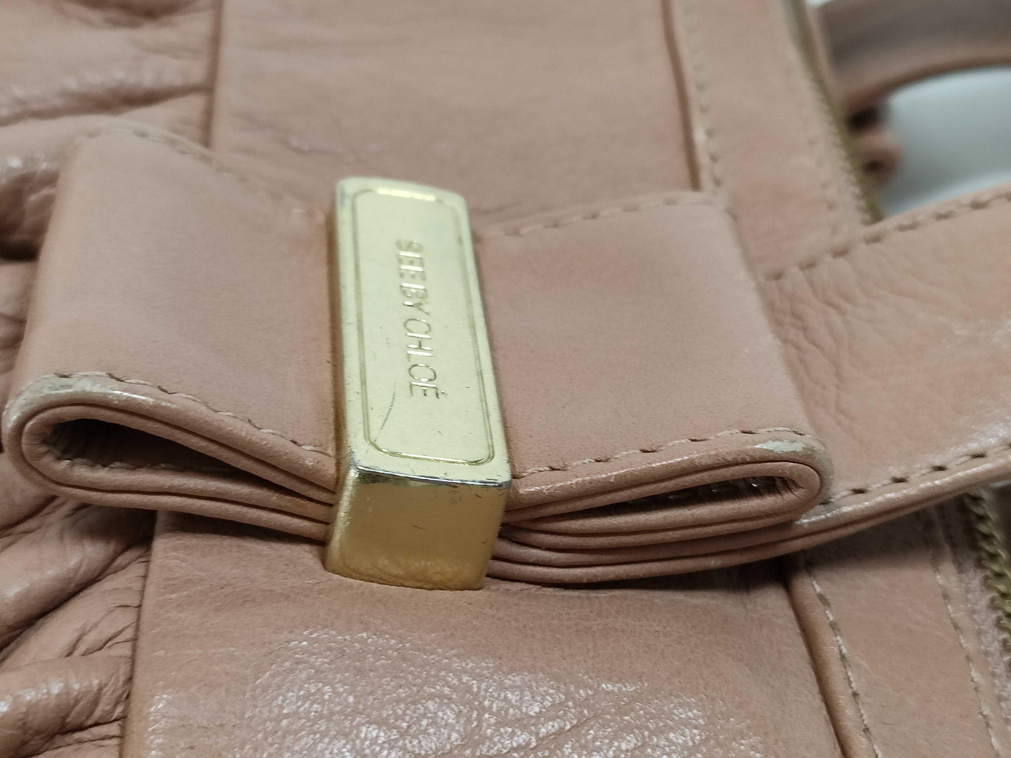 See By Chloe Tan Pebbled Leather Bow Satchel Bag