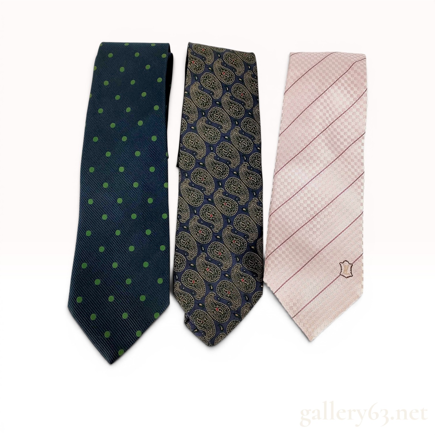 A Trio of Designer Silk Neckties Including Chanel and Louis Vuitton