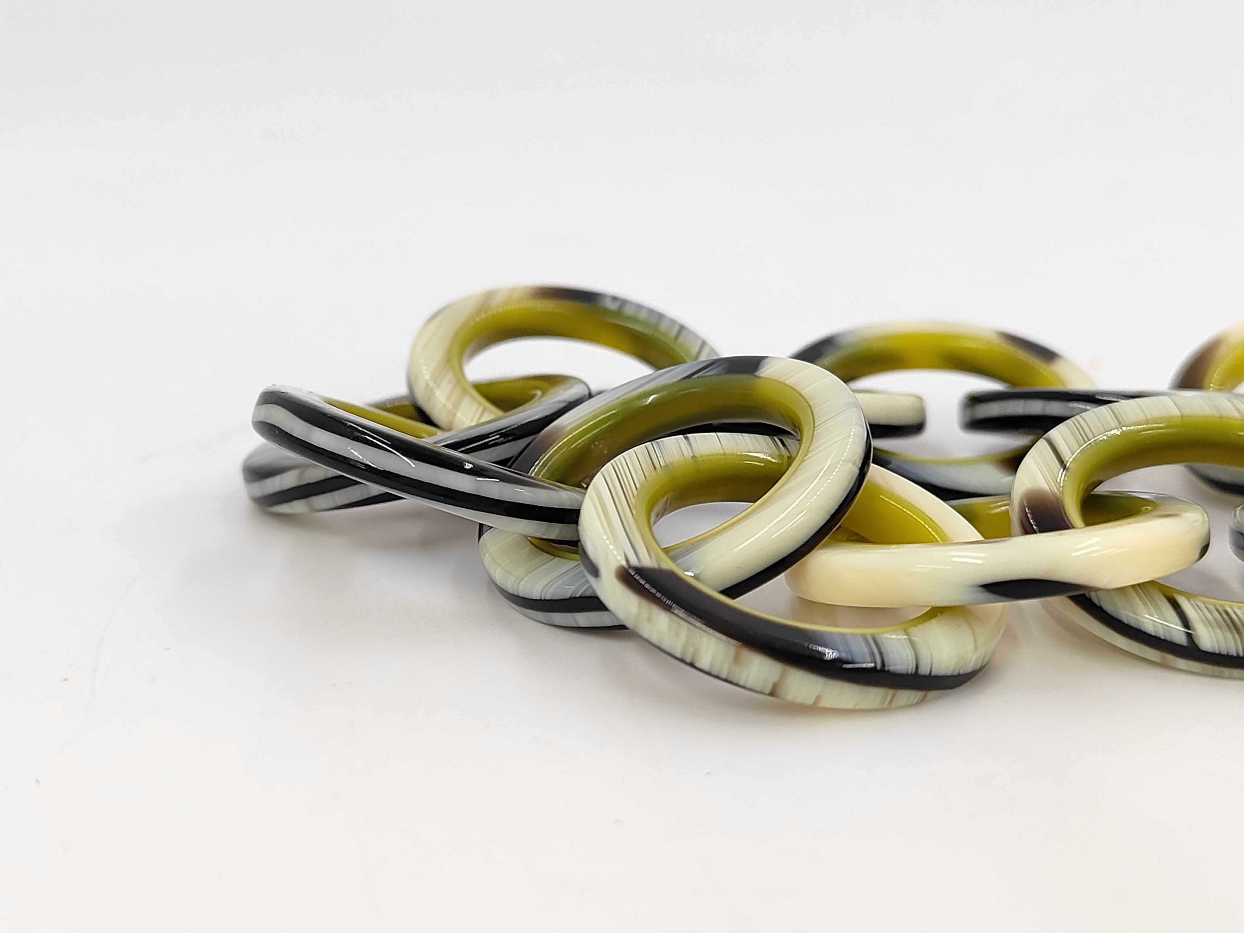 Hermes Graduated Water Buffalo Horn Interlocking Ring Necklace with Sterling Silver Clasp