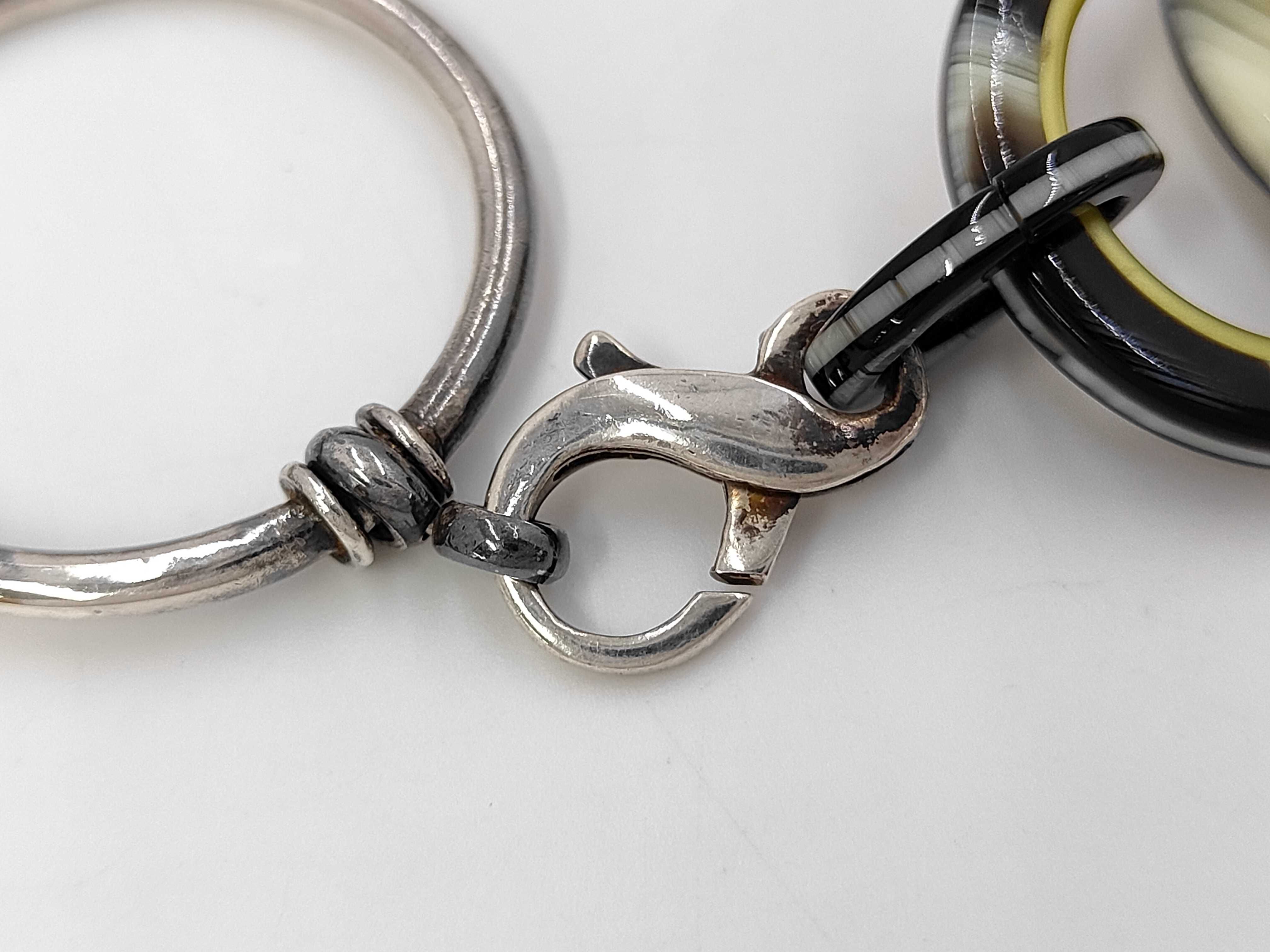 Hermes Graduated Water Buffalo Horn Interlocking Ring Necklace with Sterling Silver Clasp