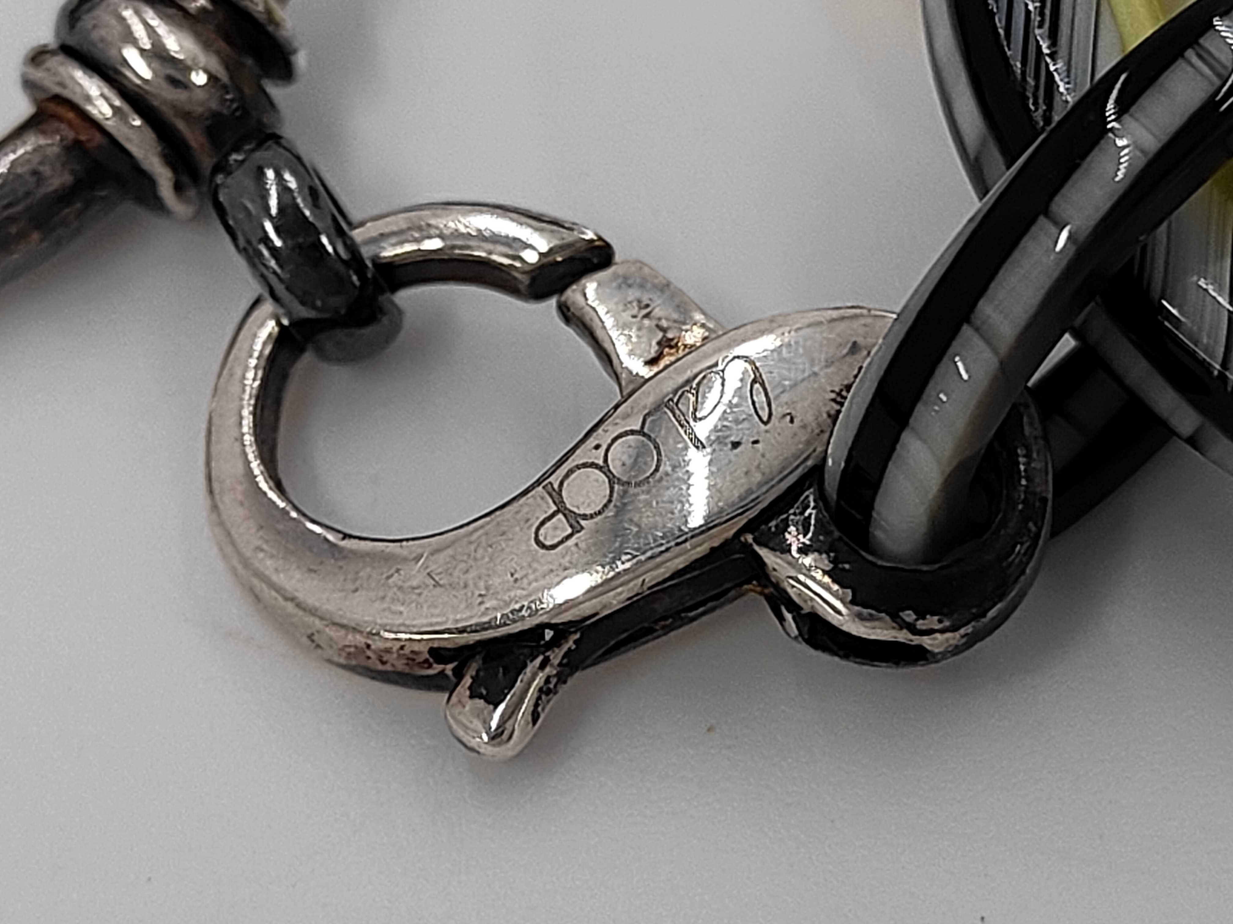 Hermes Graduated Water Buffalo Horn Interlocking Ring Necklace with Sterling Silver Clasp