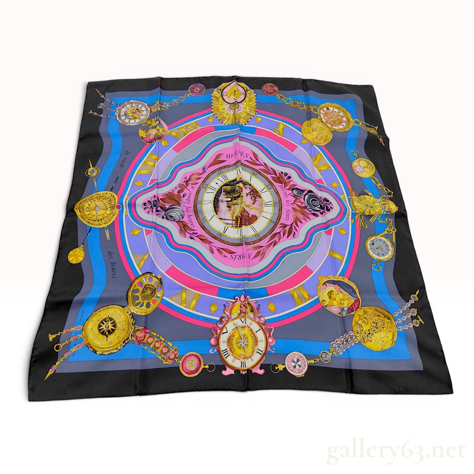 Hermes La Ronde des Heures Silk Scarf by Loic Dubigeon with Box