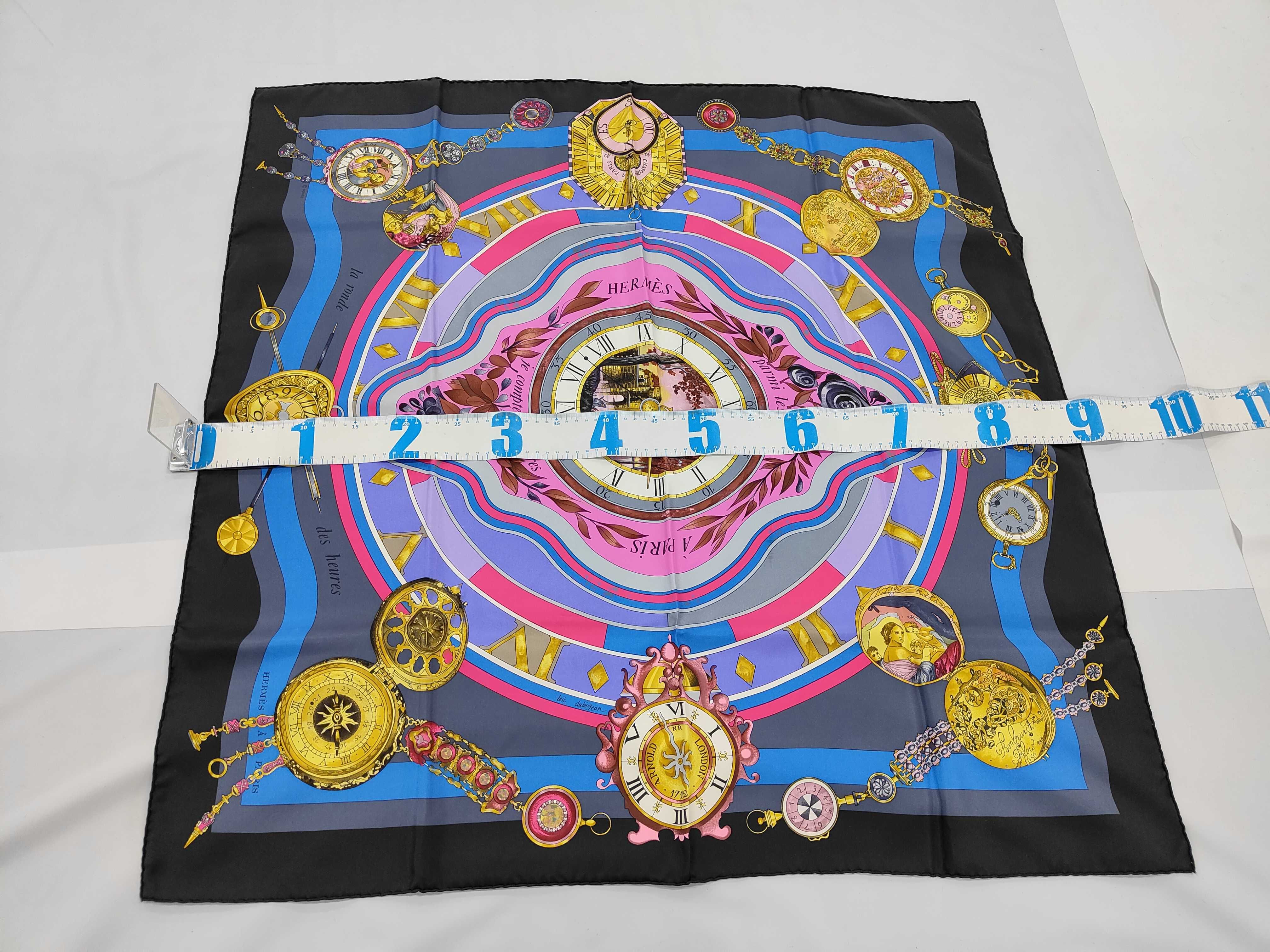 Hermes La Ronde des Heures Silk Scarf by Loic Dubigeon with Box