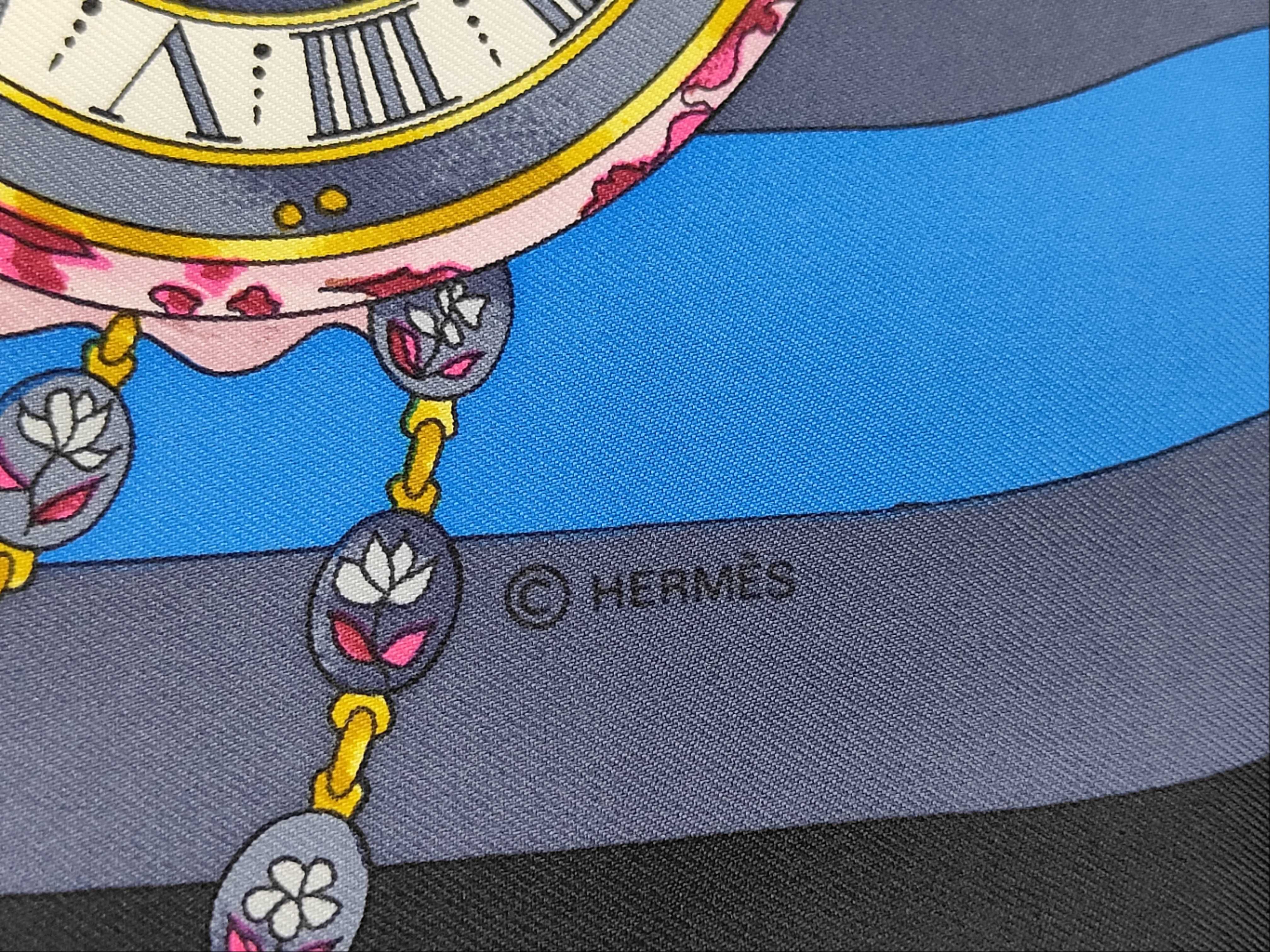 Hermes La Ronde des Heures Silk Scarf by Loic Dubigeon with Box