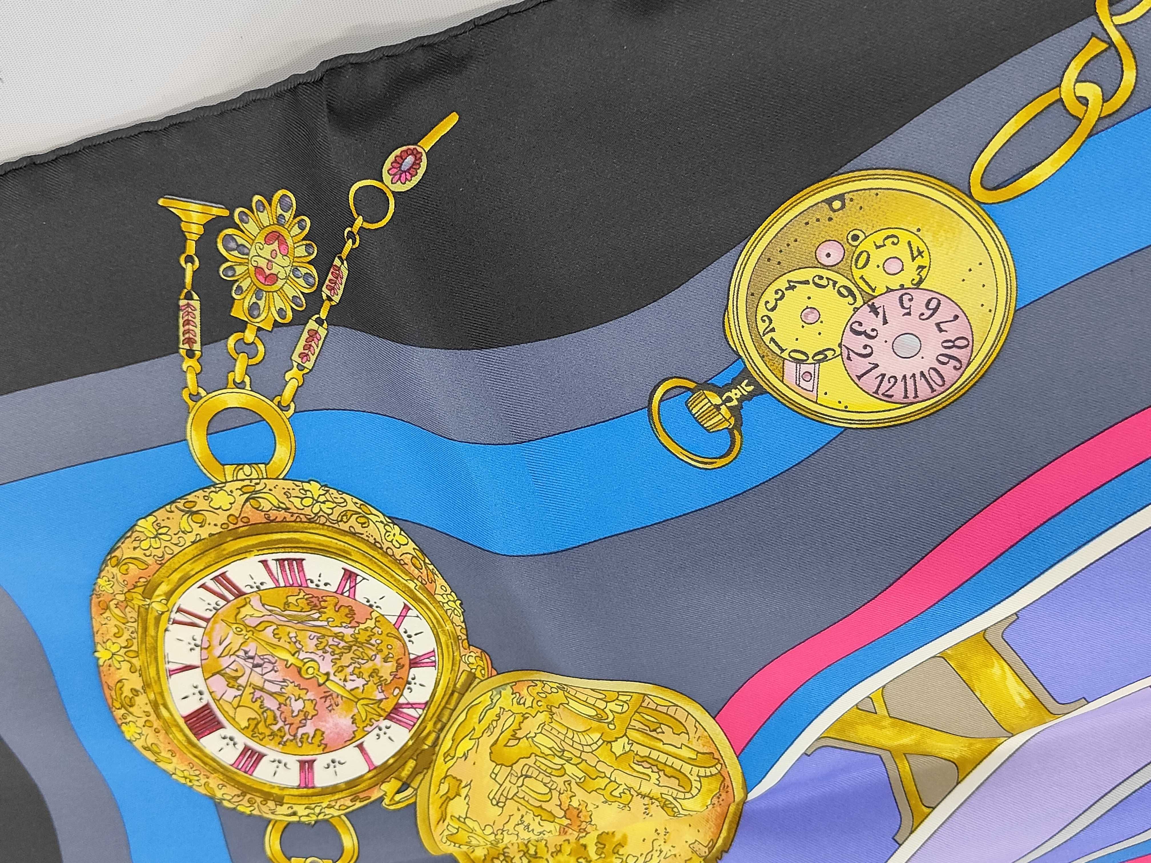Hermes La Ronde des Heures Silk Scarf by Loic Dubigeon with Box