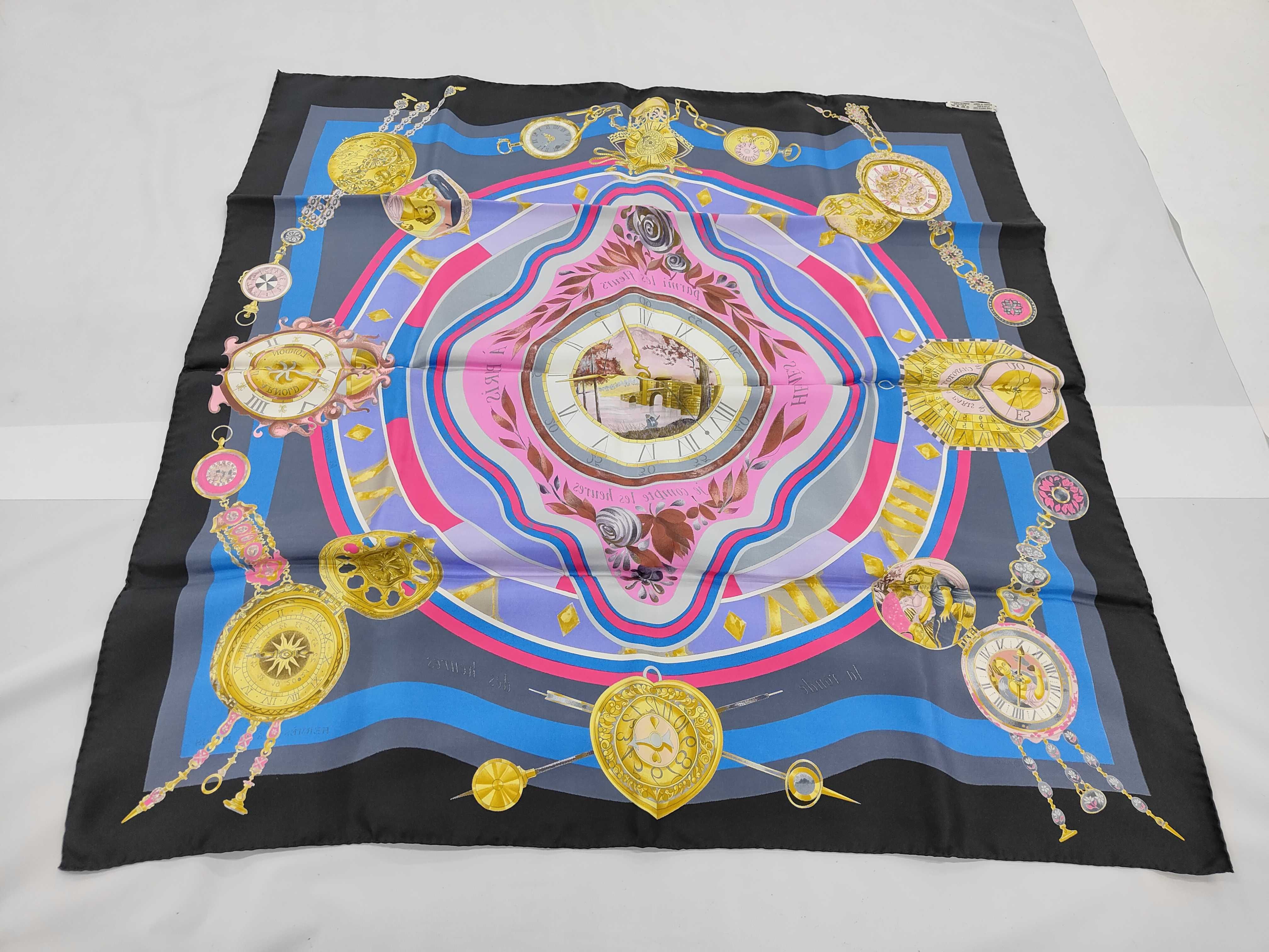 Hermes La Ronde des Heures Silk Scarf by Loic Dubigeon with Box
