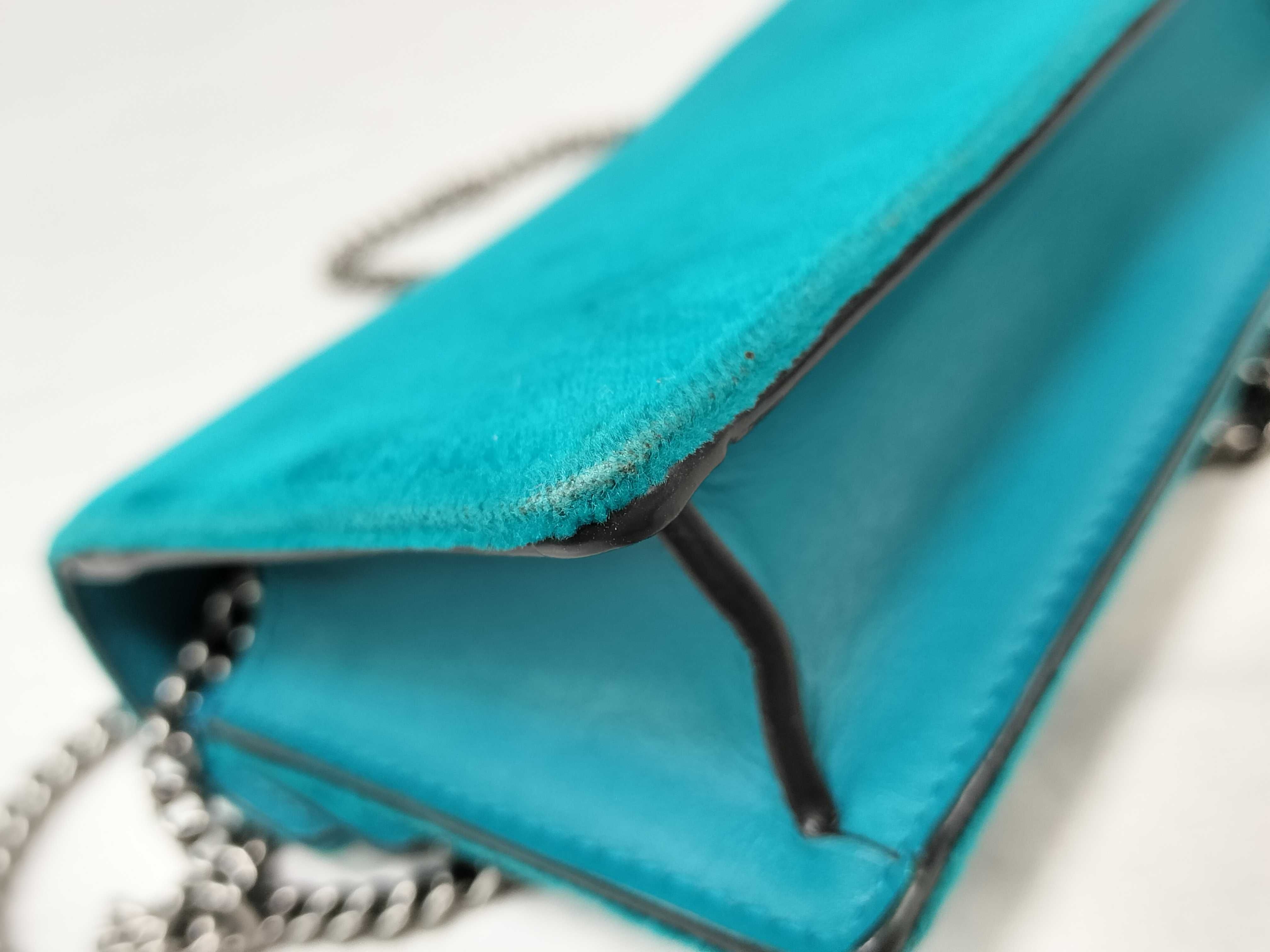 Gucci Teal Velvet Dionysus Super Mini Shoulder Bag