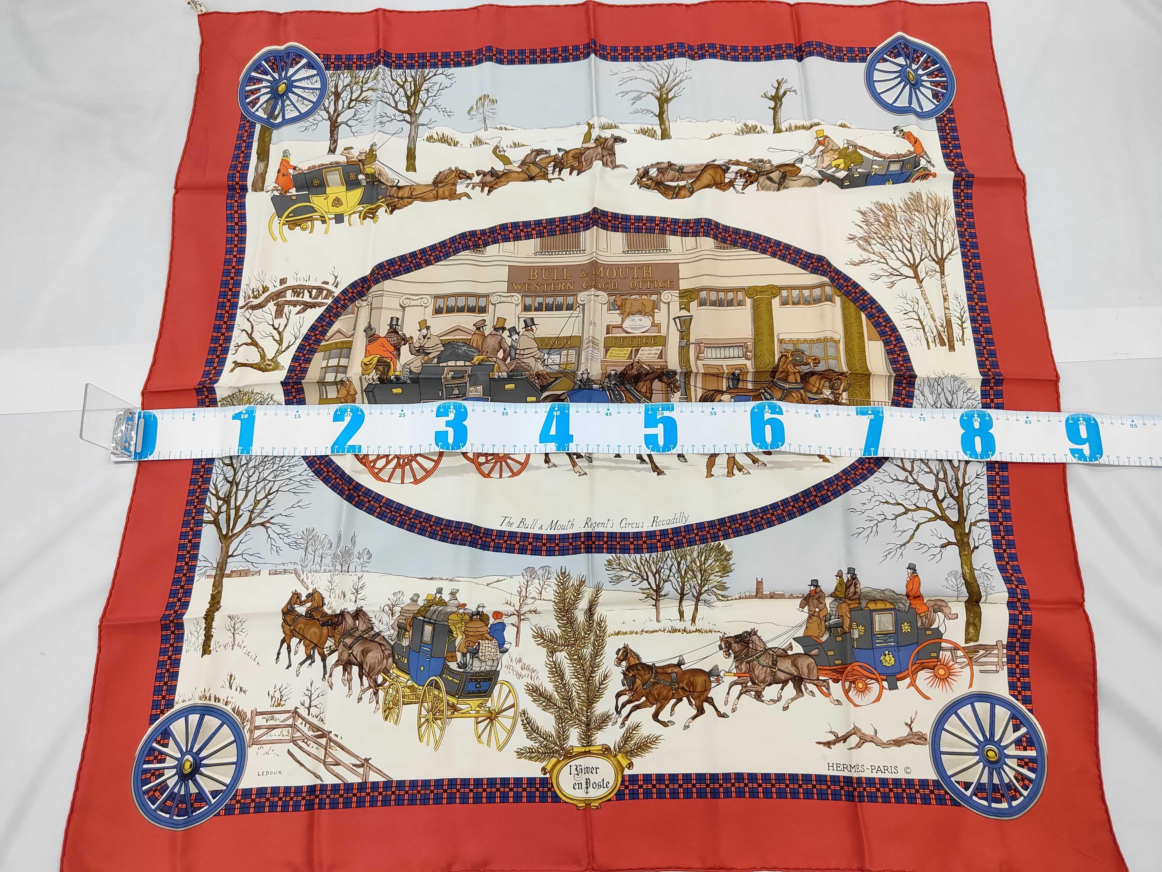 Hermes L'Hiver en Poste Silk Scarf Designed by Philippe Ledoux