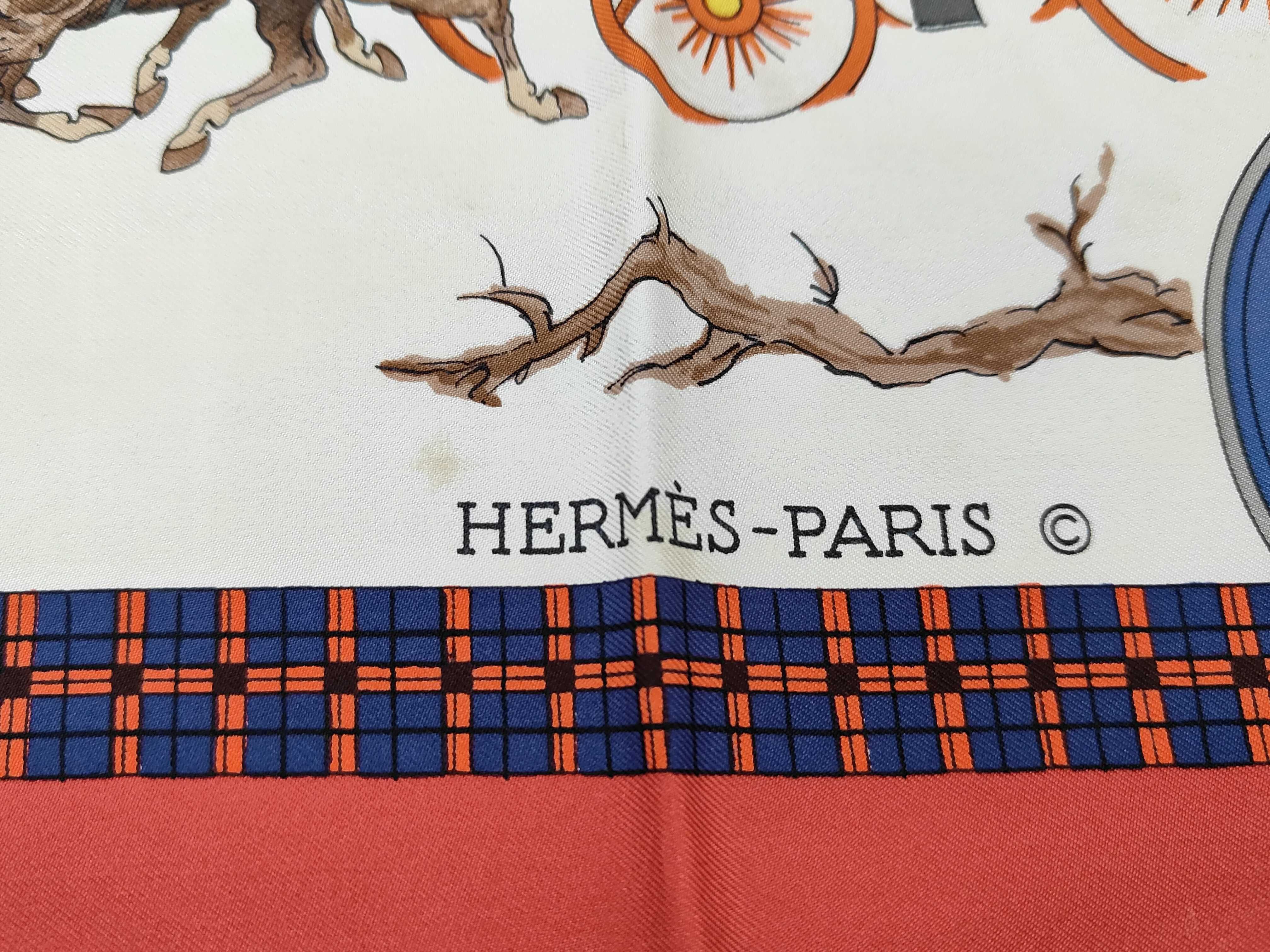 Hermes L'Hiver en Poste Silk Scarf Designed by Philippe Ledoux