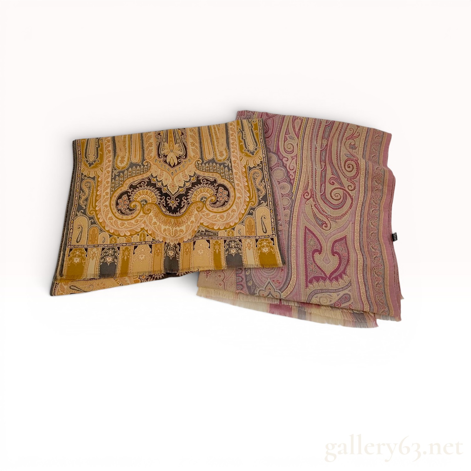 A Set of Two Etro Paisley Print Cashmere and Silk Scarves