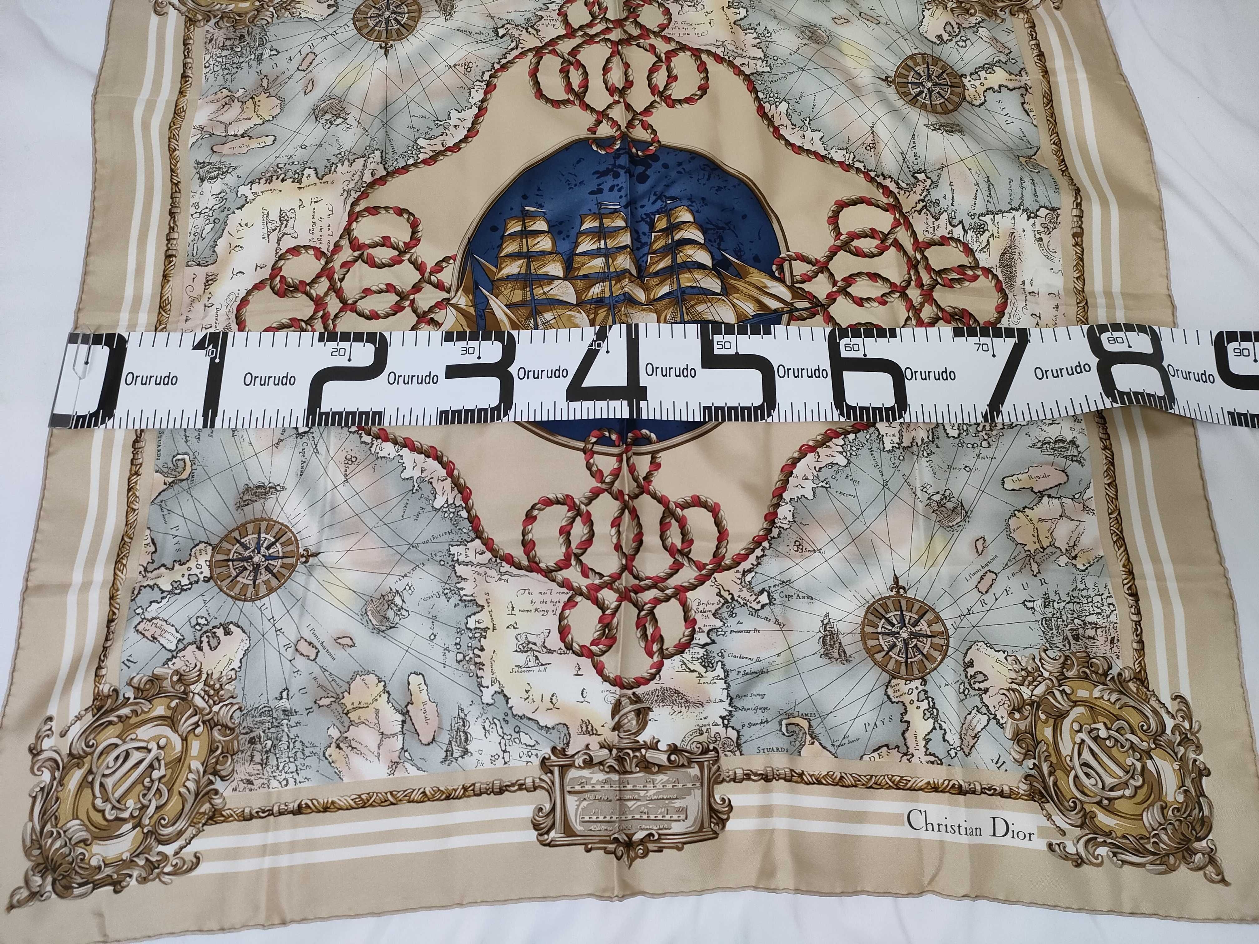 Christian Dior Nautical Maritime Theme Silk Scarf