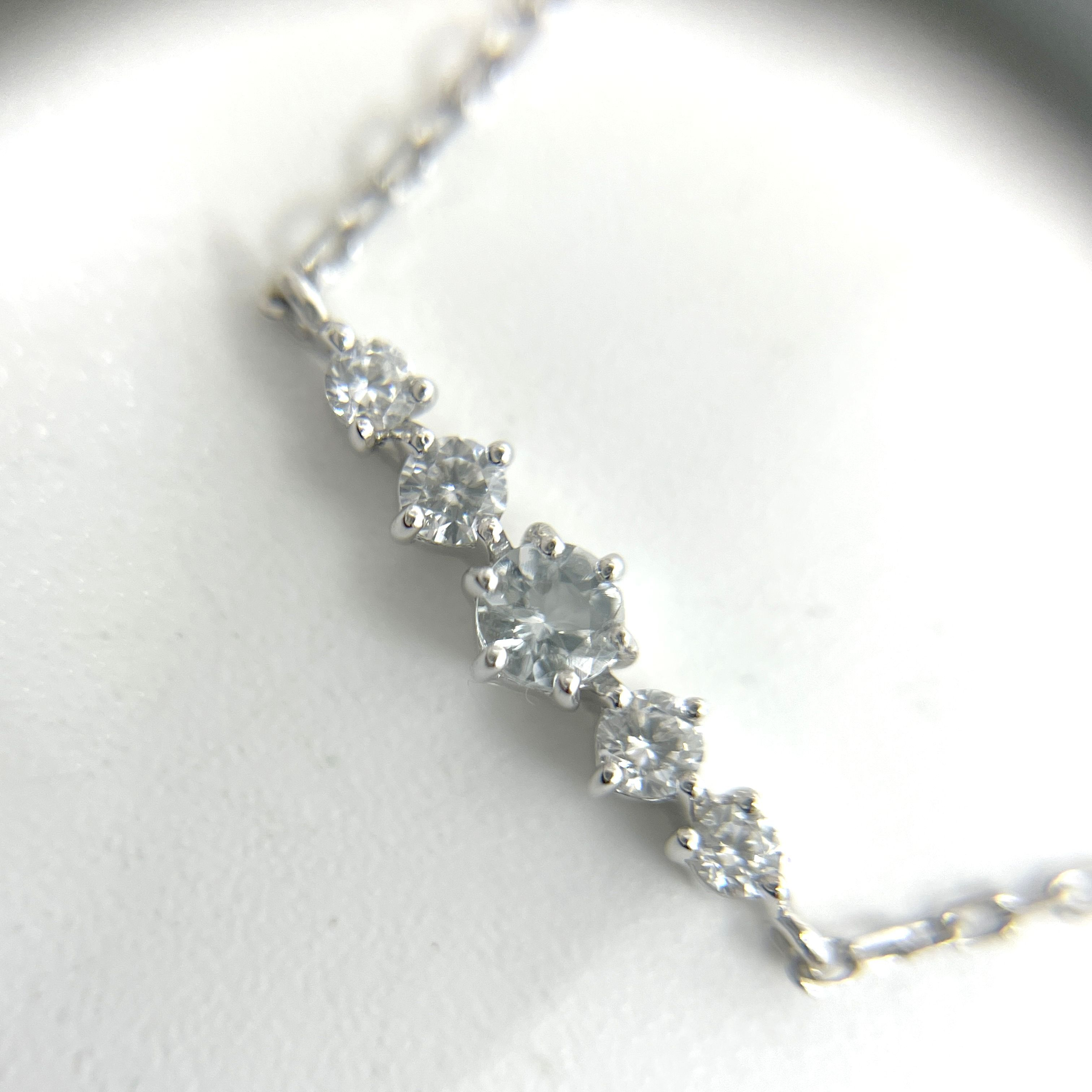 4°C 10 Karat White Gold Graduated Five-Stone Bar Pendant Necklace