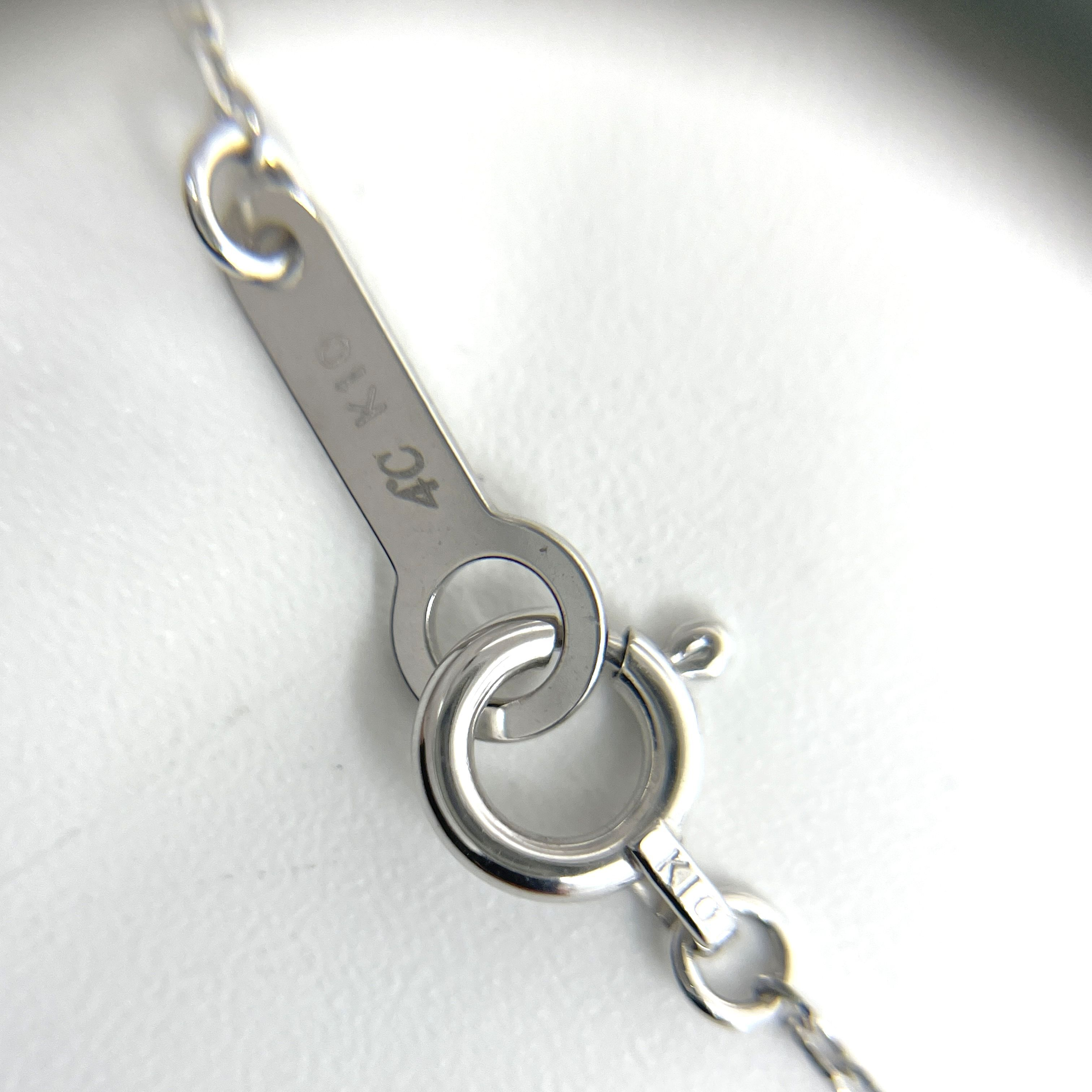 4°C 10 Karat White Gold Graduated Five-Stone Bar Pendant Necklace