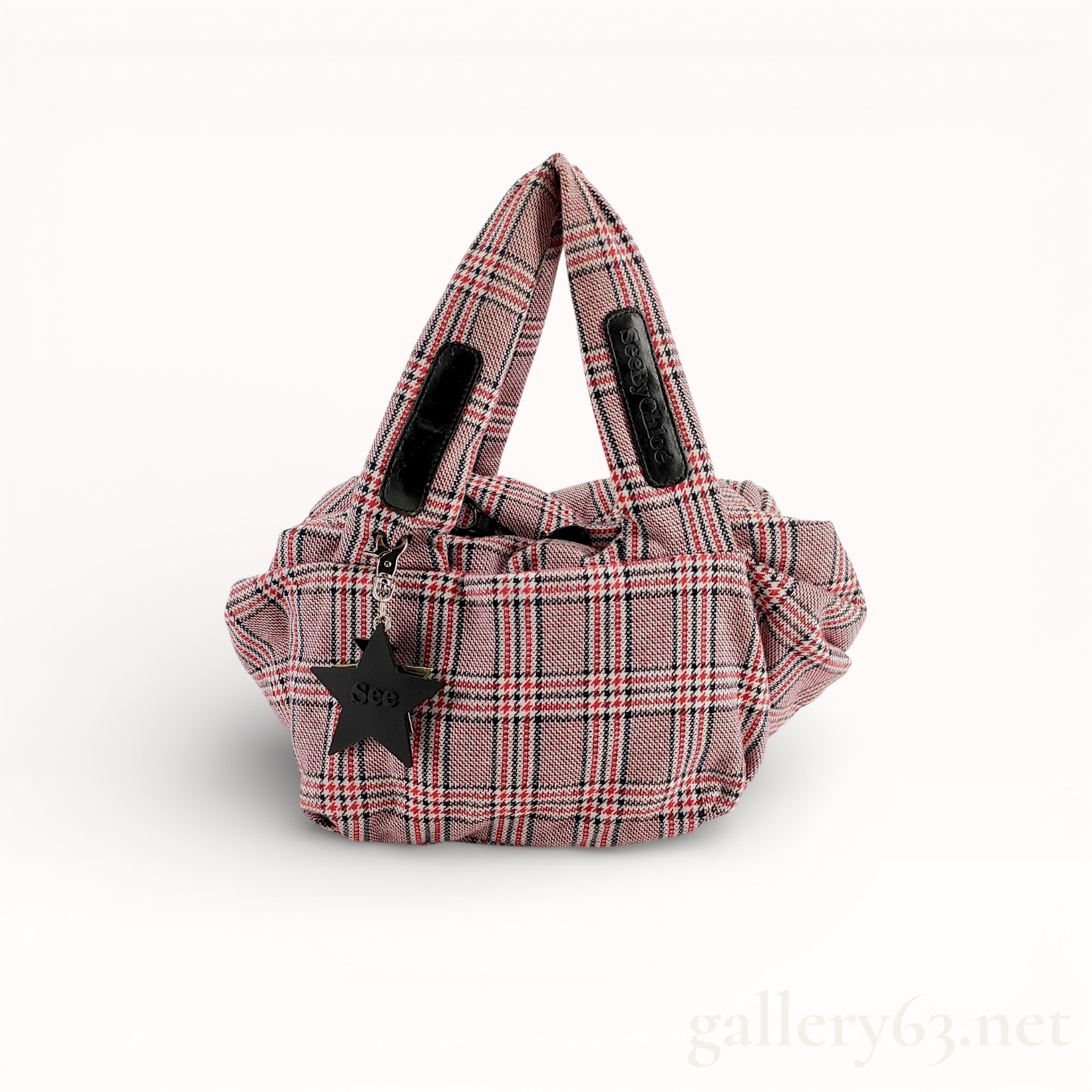 See by Chloe Joy Rider Puffed Tote Bag in Plaid Knit