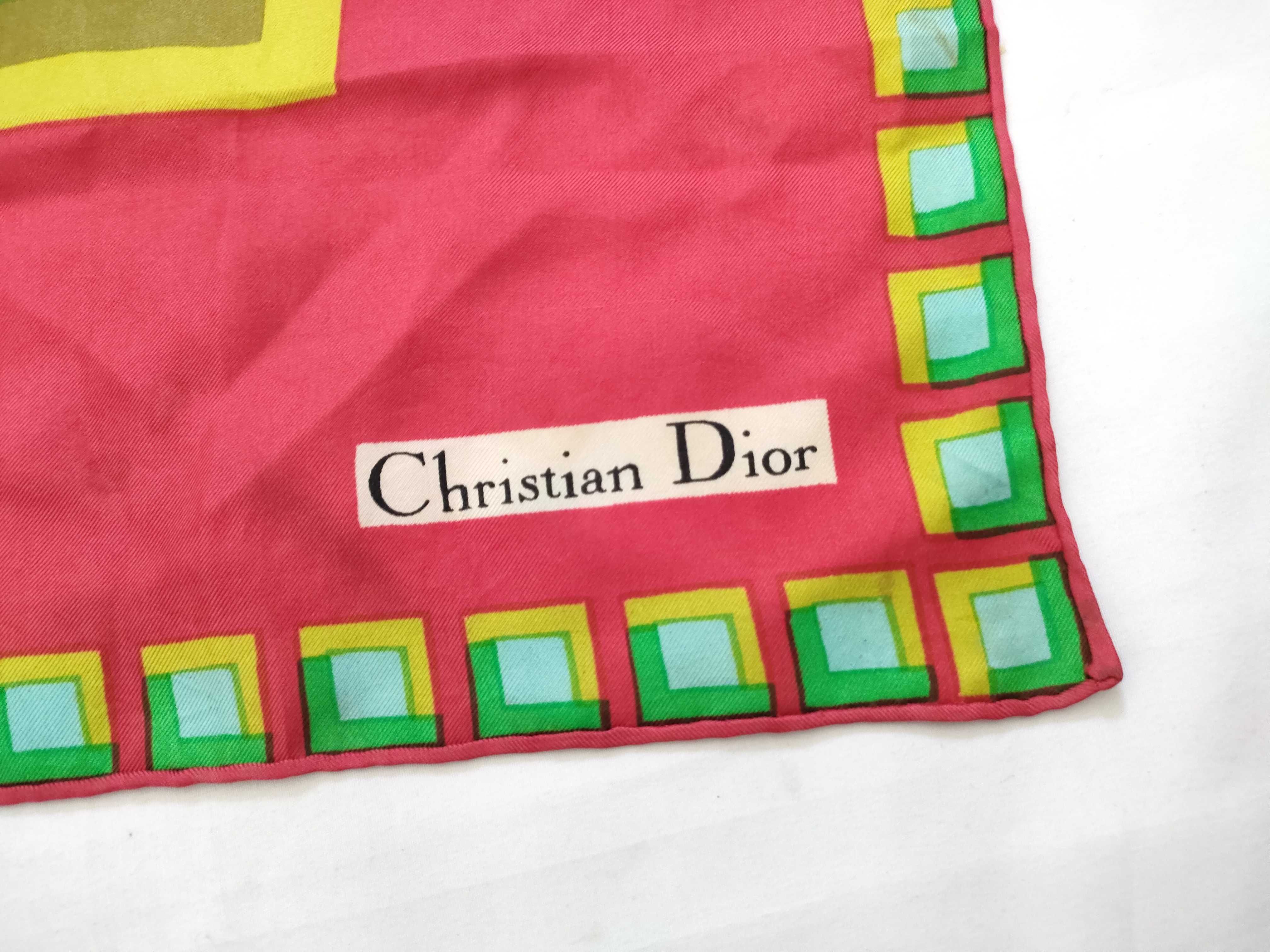 Christian Dior Vintage Silk Geometric Pattern Scarf