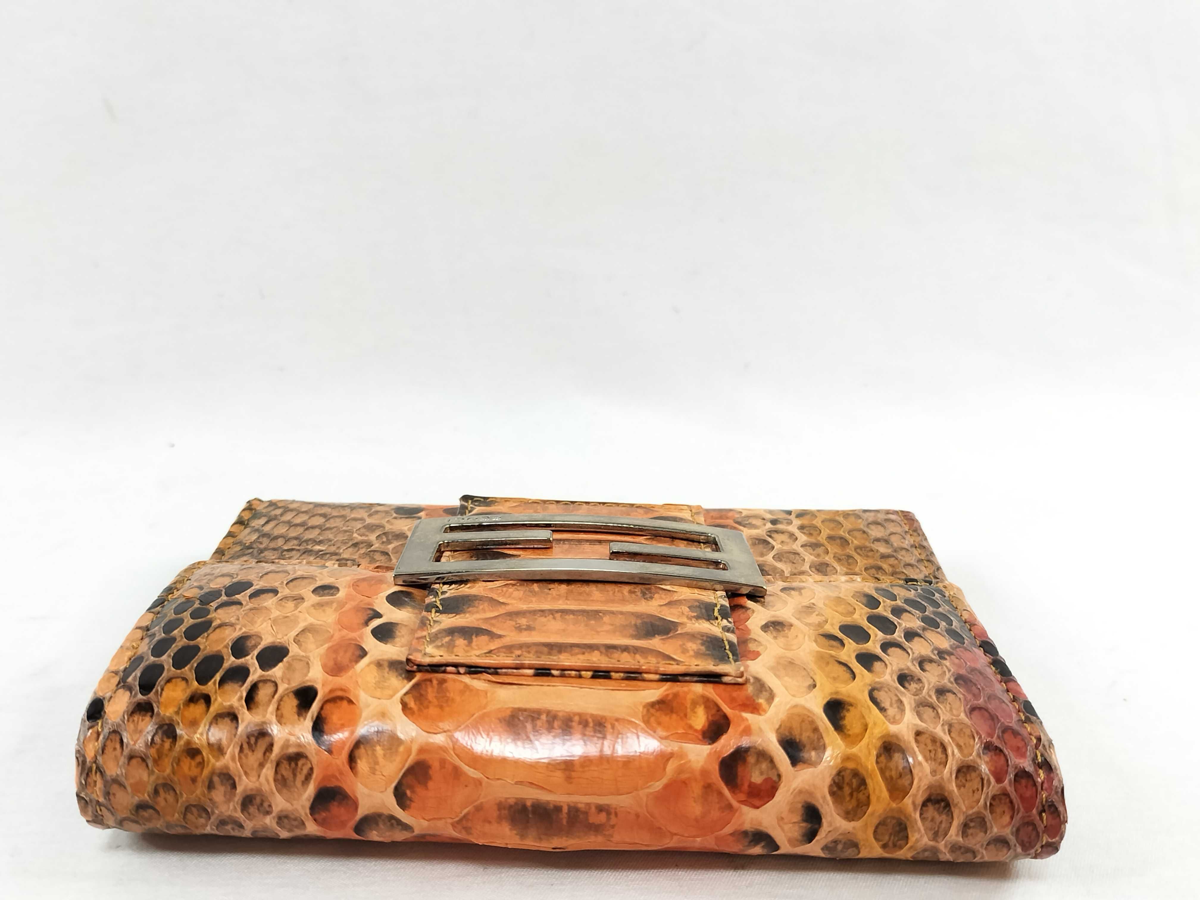 Fendi Python Skin Tri-Fold Wallet with FF Buckle