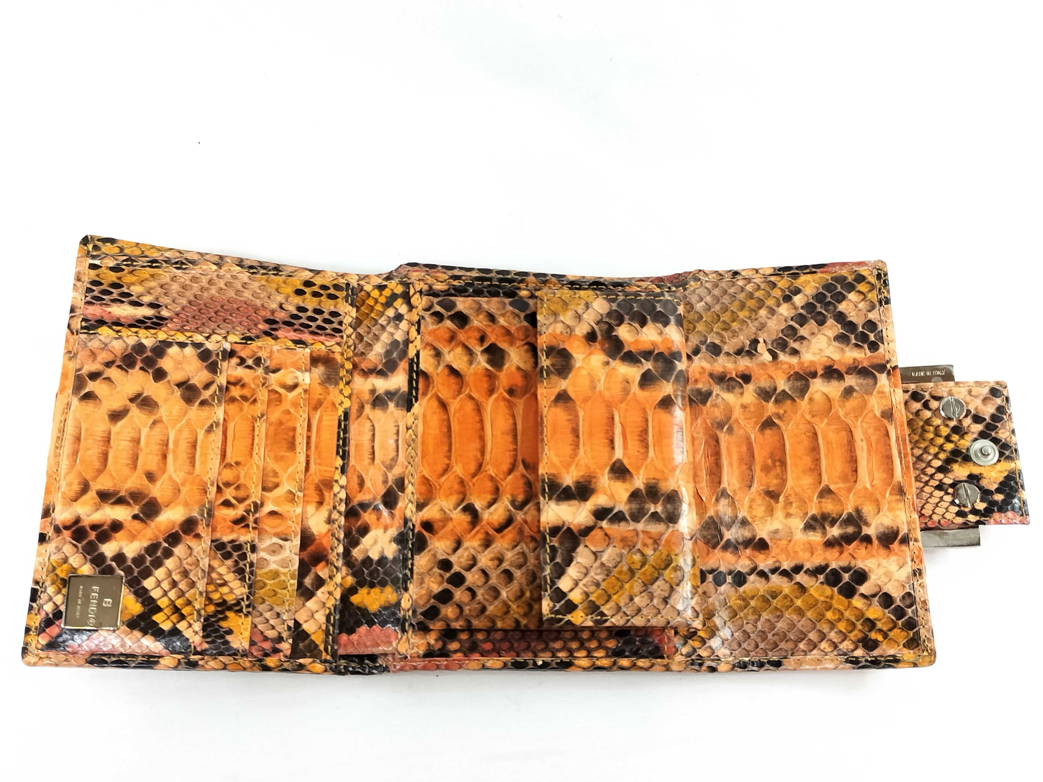 Fendi Python Skin Tri-Fold Wallet with FF Buckle