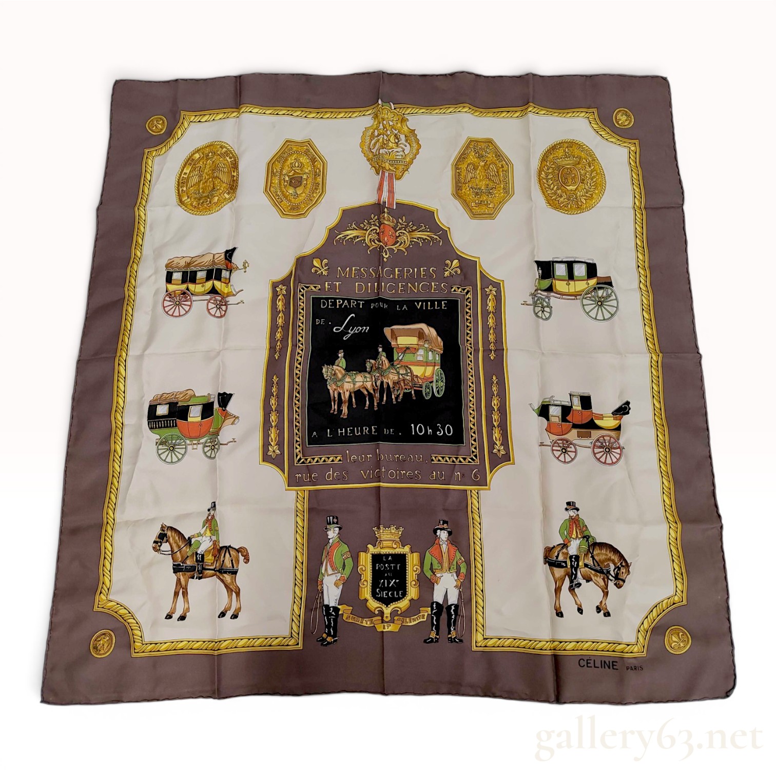 Celine Messageries et Diligences Silk Square Scarf