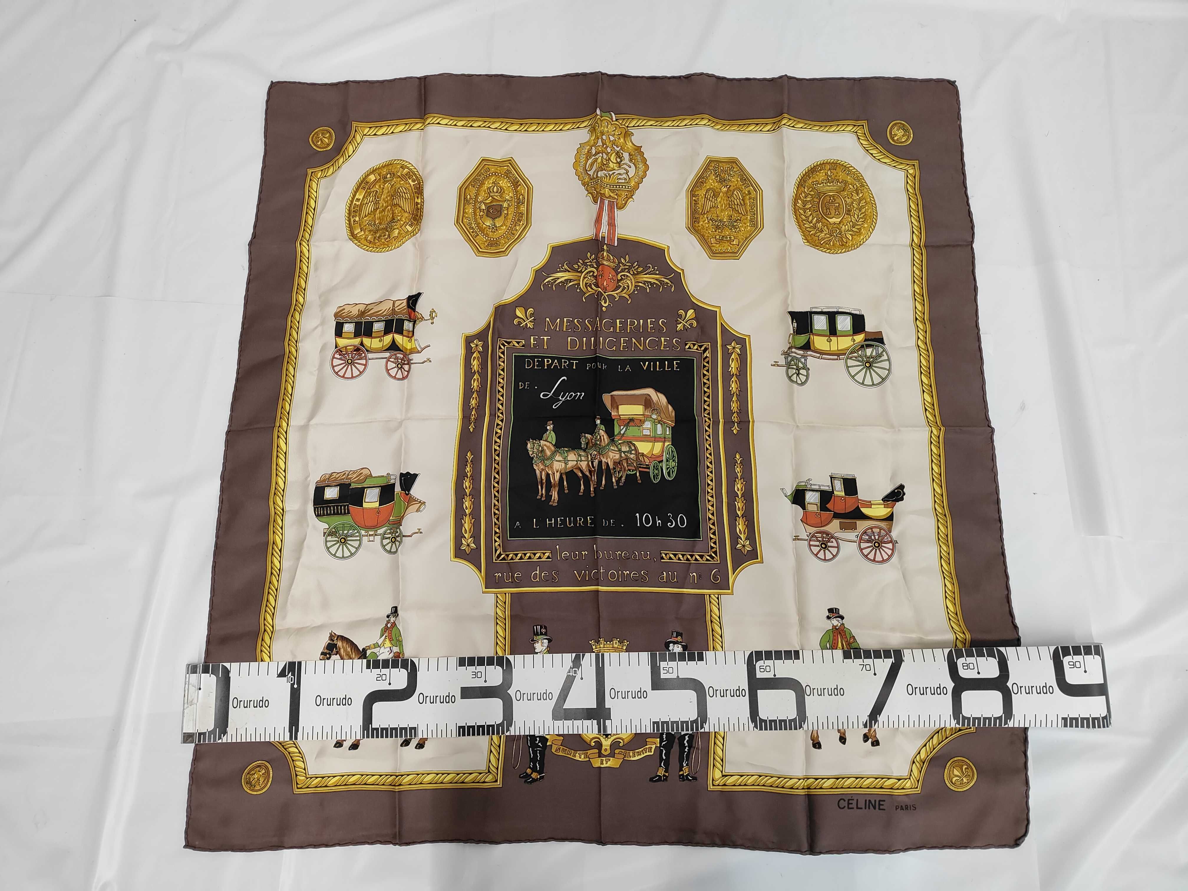 Celine Messageries et Diligences Silk Square Scarf