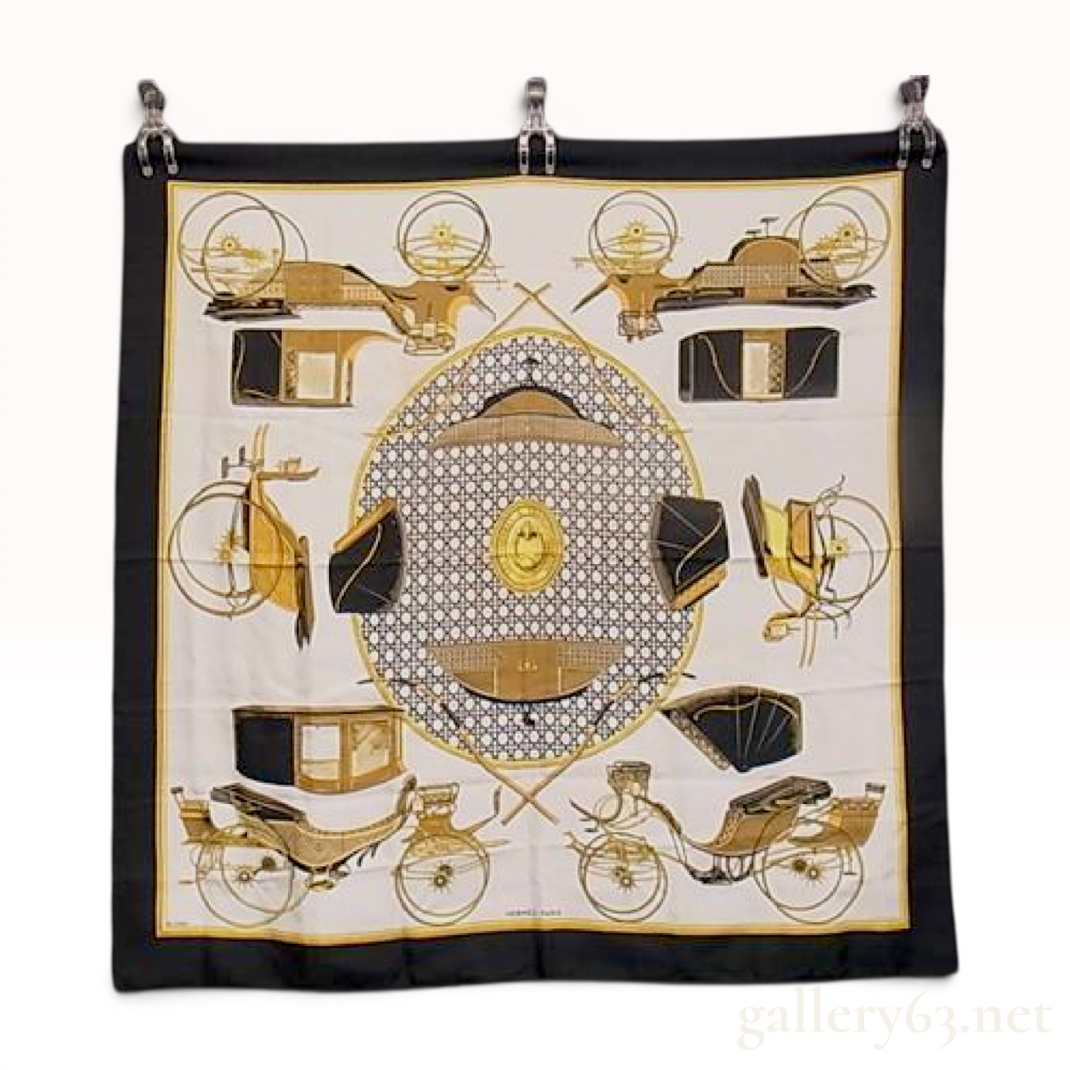 Hermes Les Voitures a Transformation Silk Scarf