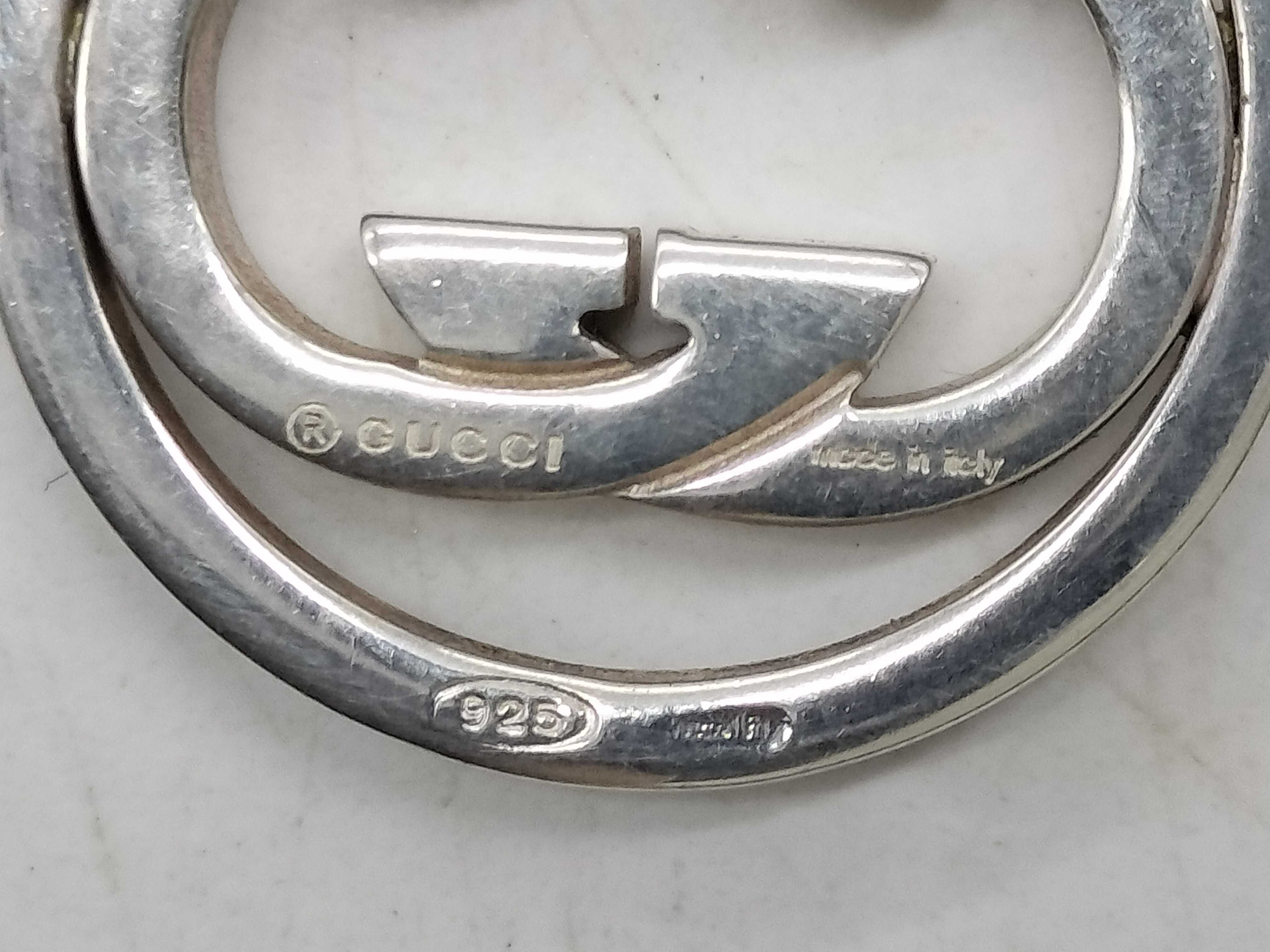 Gucci Sterling Silver Interlocking GG Logo Pendant Necklace