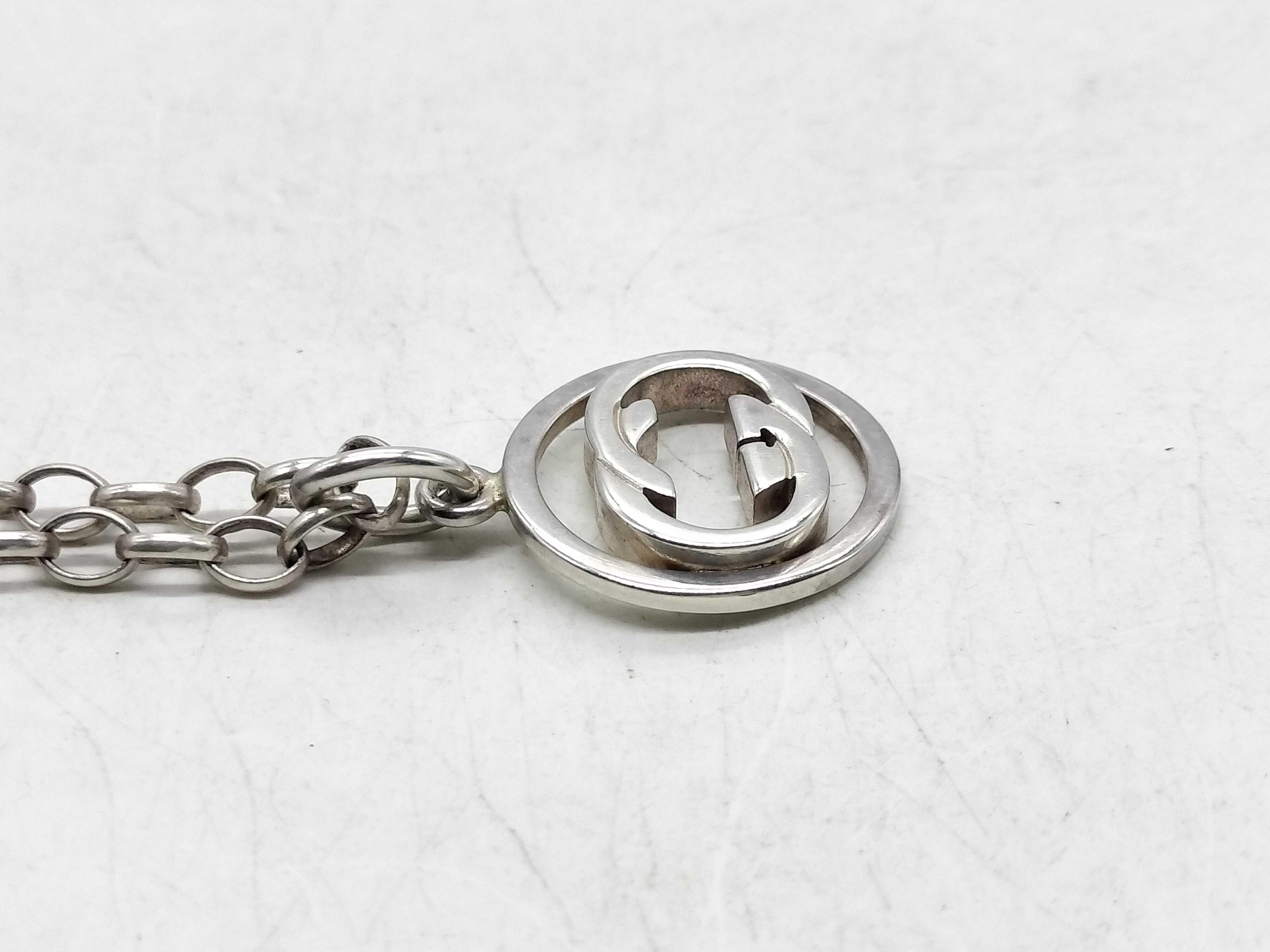 Gucci Sterling Silver Interlocking GG Logo Pendant Necklace