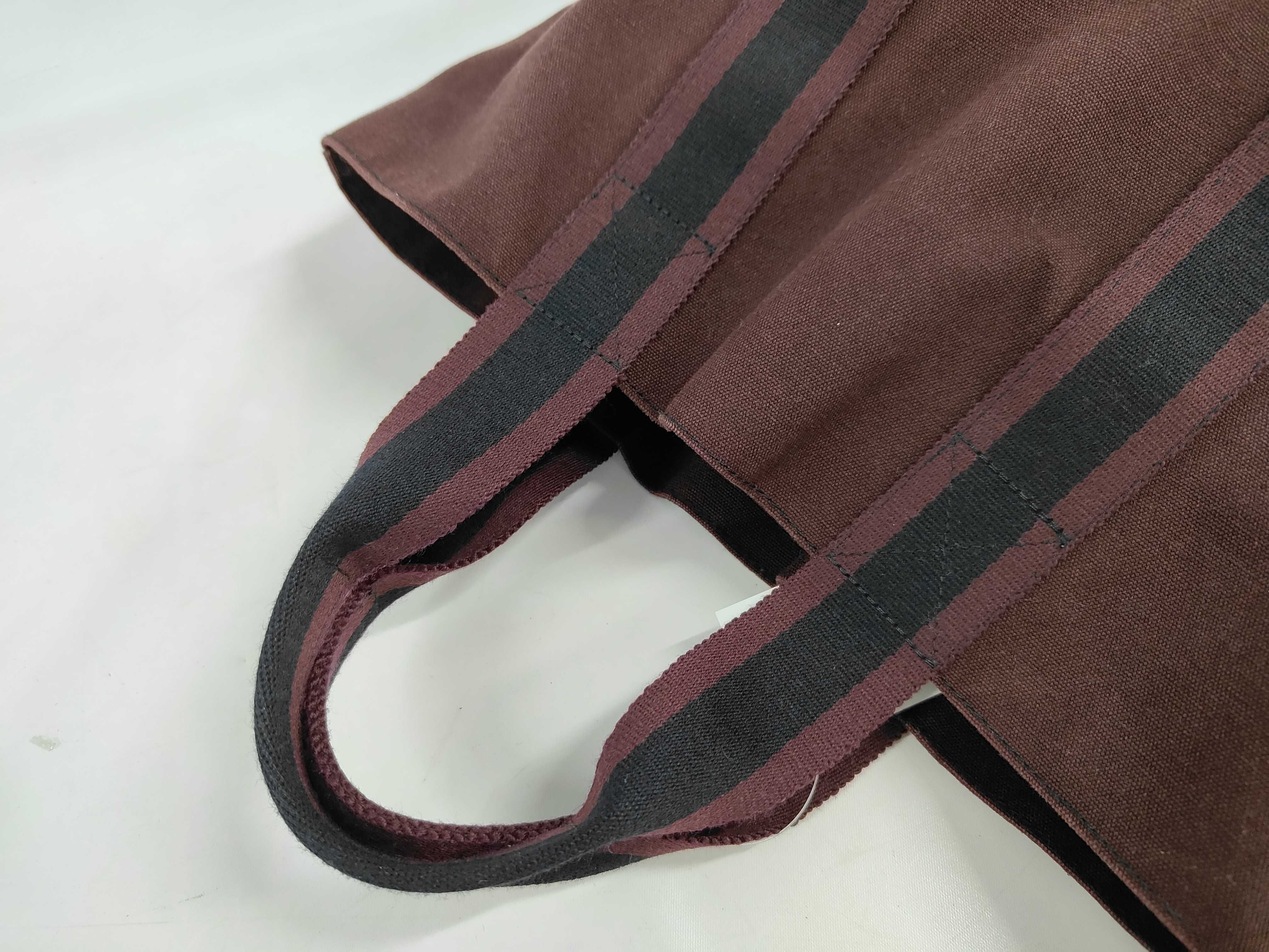 Hermes Fourre-Tout Cabas Two-Tone in Bordeaux and Black Cotton Canvas