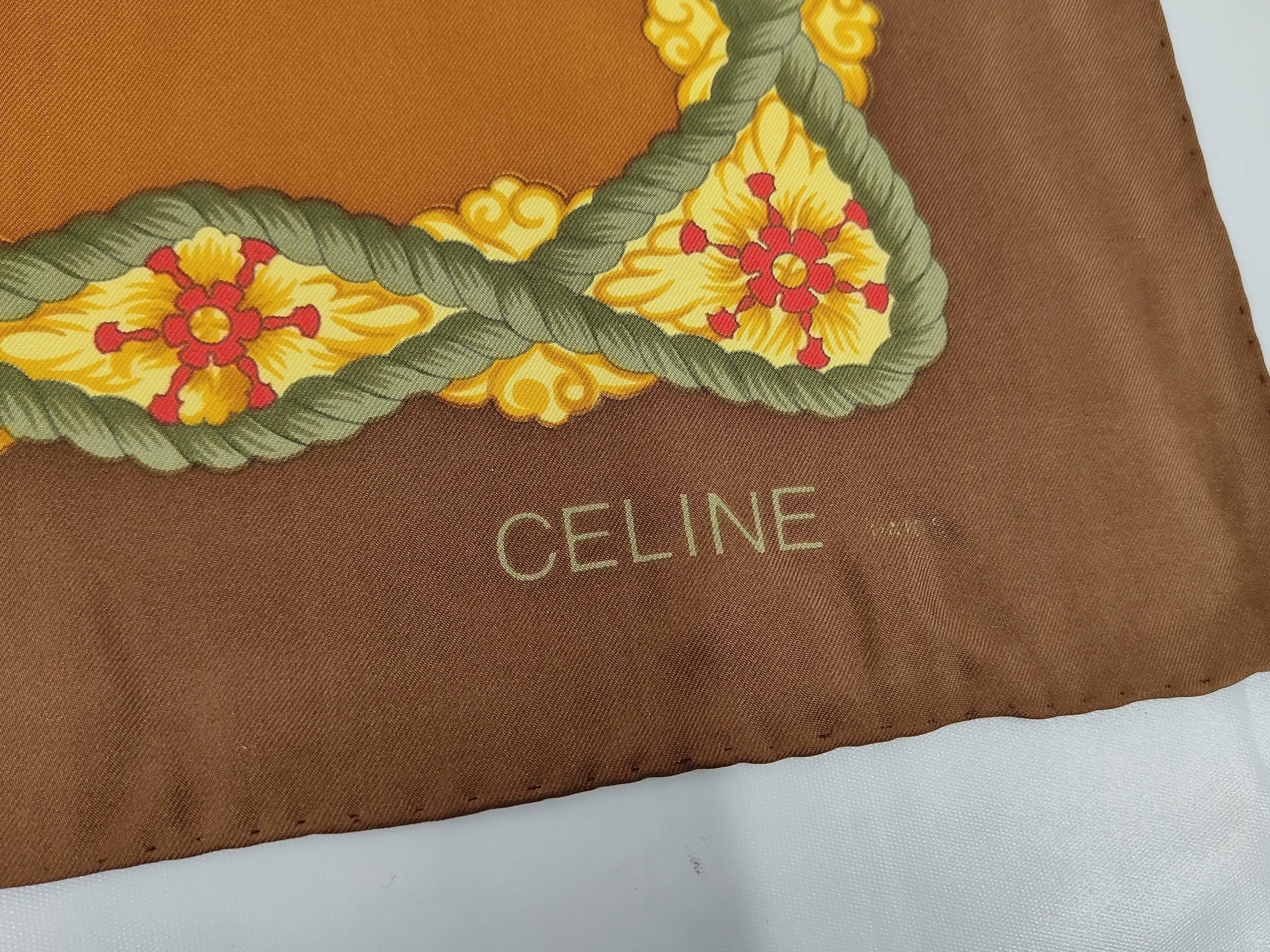 Celine Leopard and Baroque Motif Silk Scarf