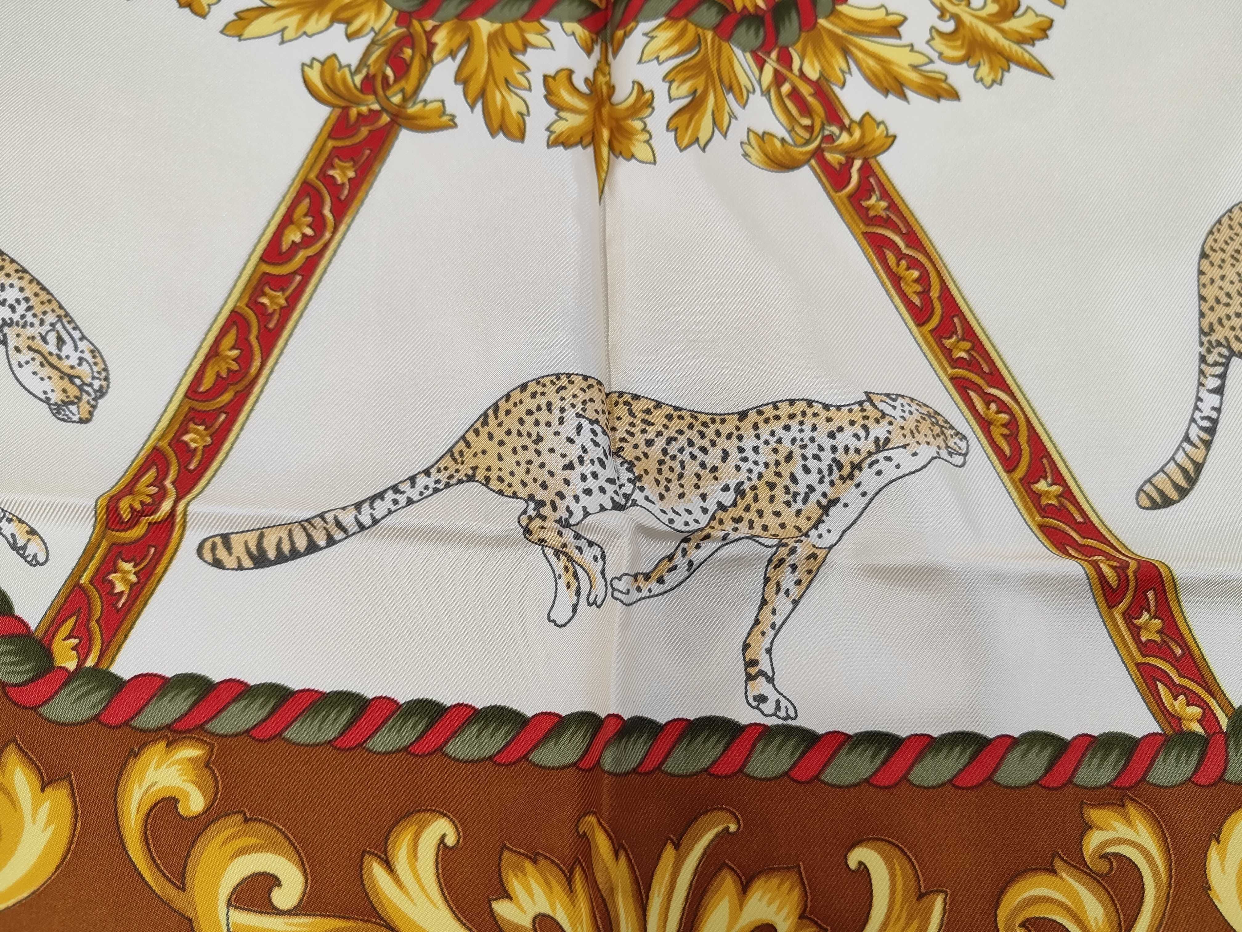 Celine Leopard and Baroque Motif Silk Scarf