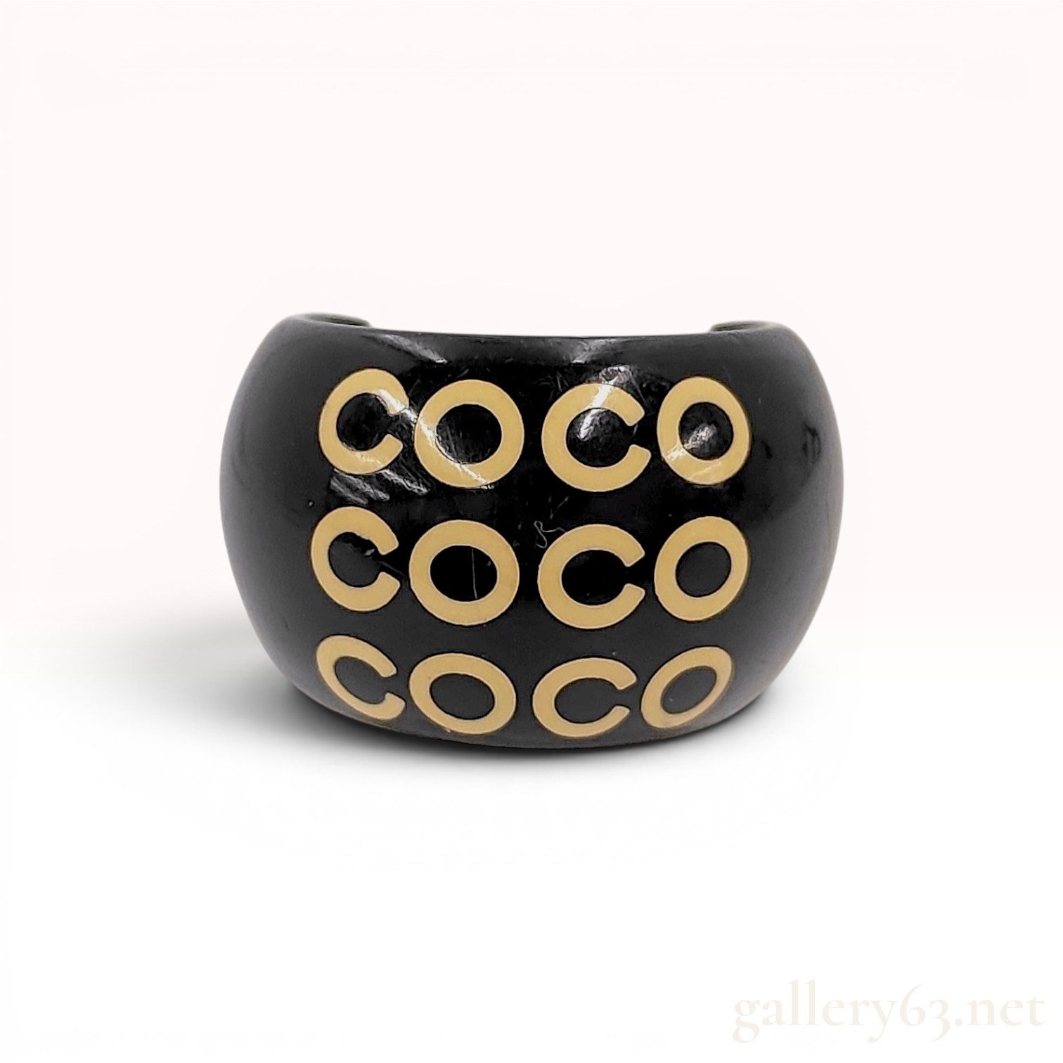 Coco Chanel Black Resin Wide Dome Ring