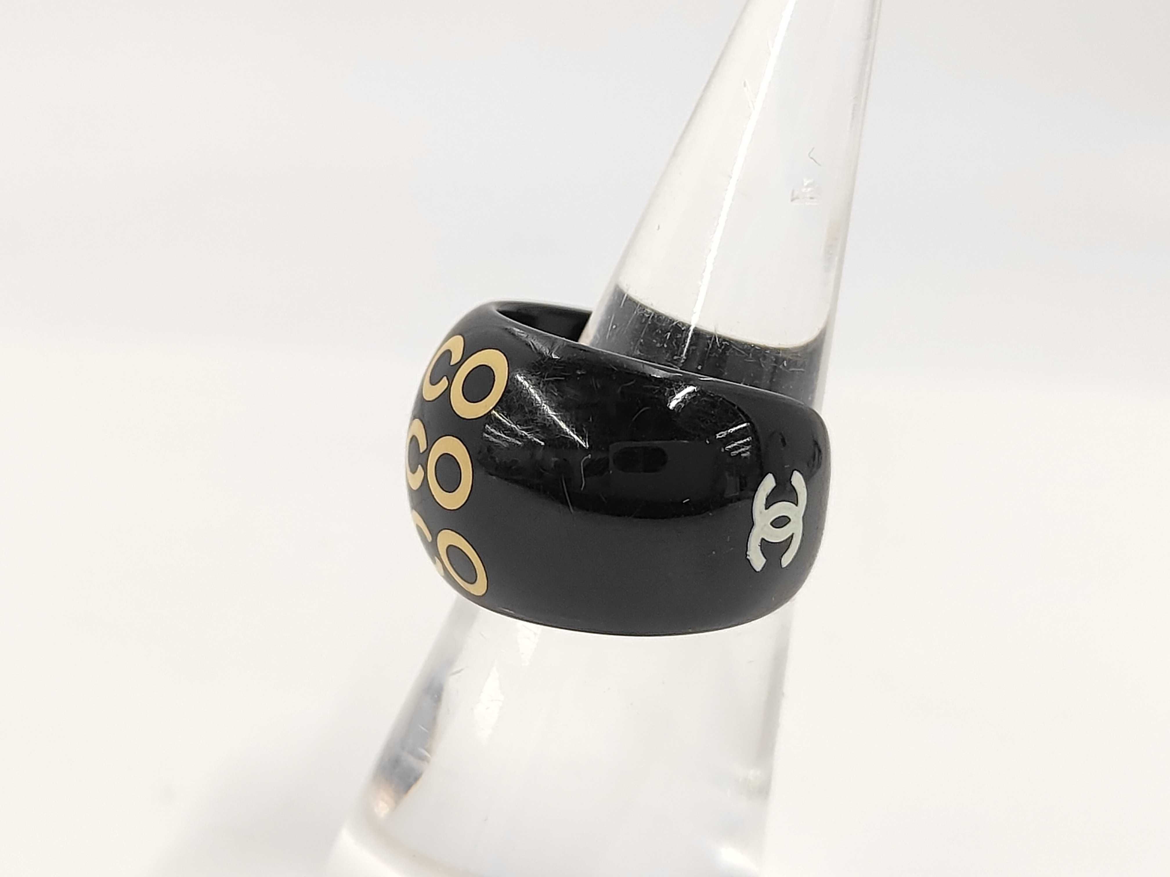 Coco Chanel Black Resin Wide Dome Ring