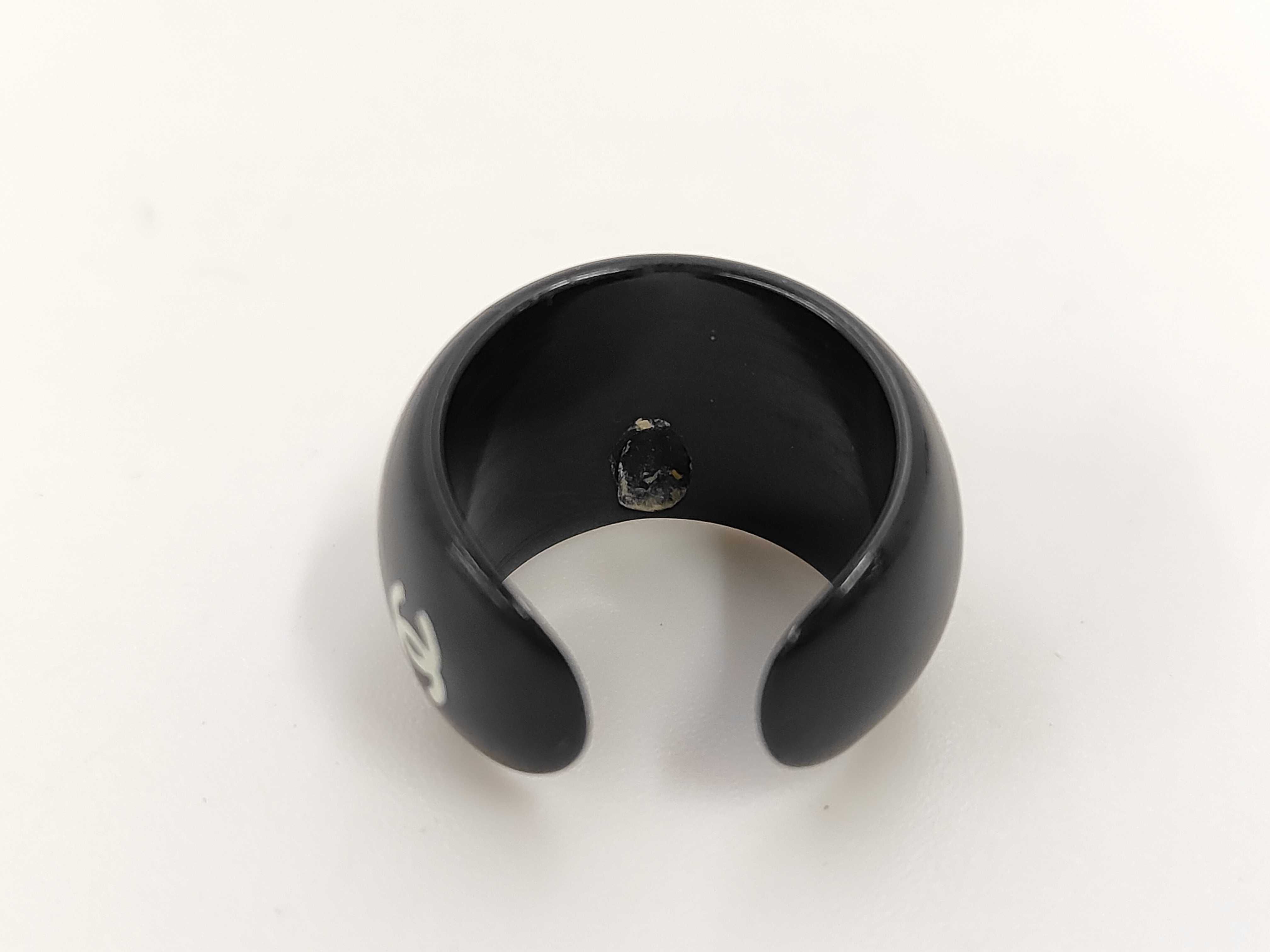 Coco Chanel Black Resin Wide Dome Ring