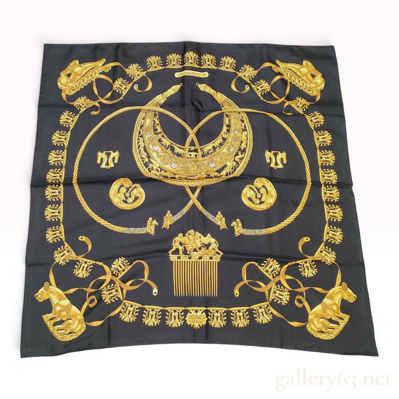 Hermes Les Cavaliers d'Or Silk Scarf