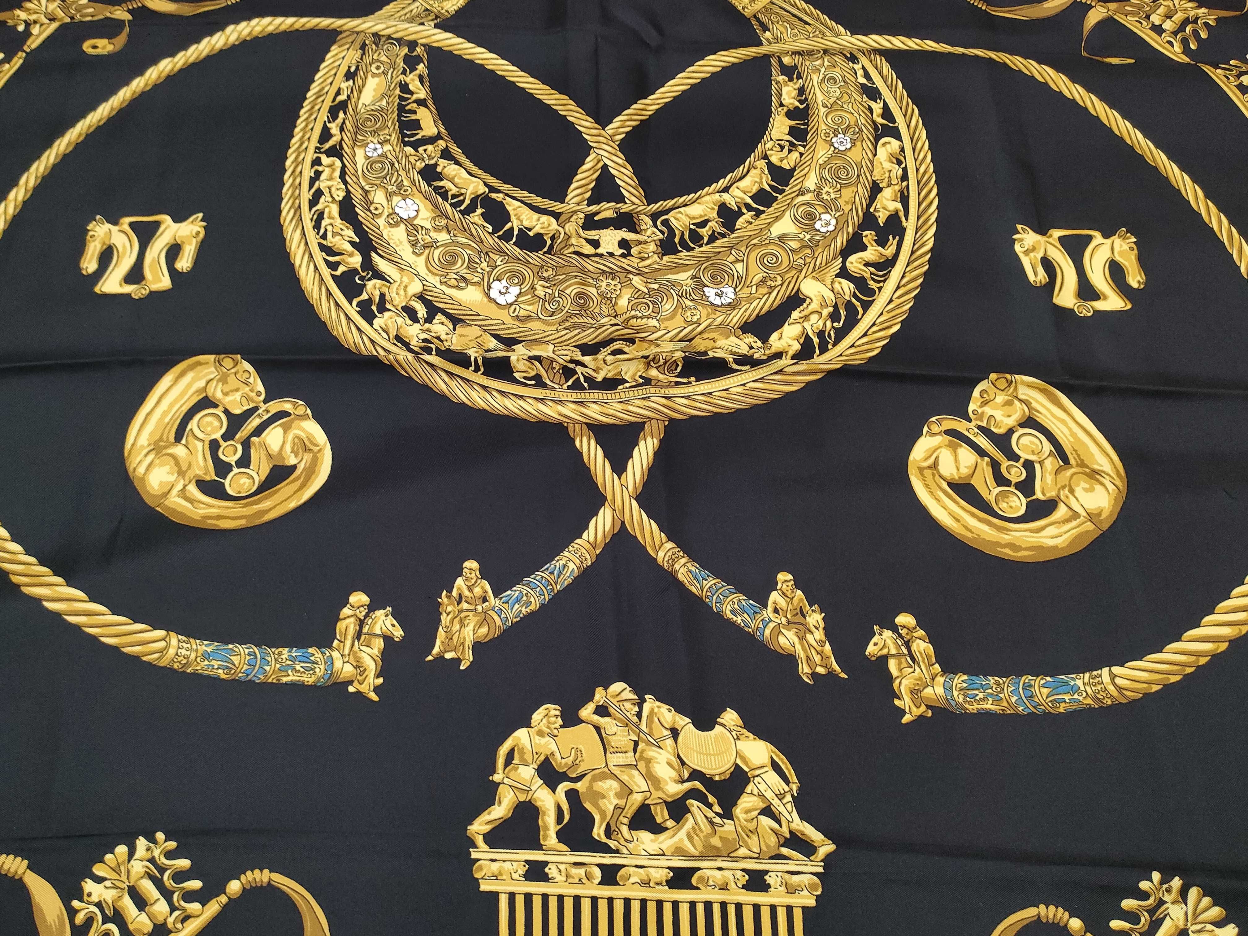 Hermes Les Cavaliers d'Or Silk Scarf