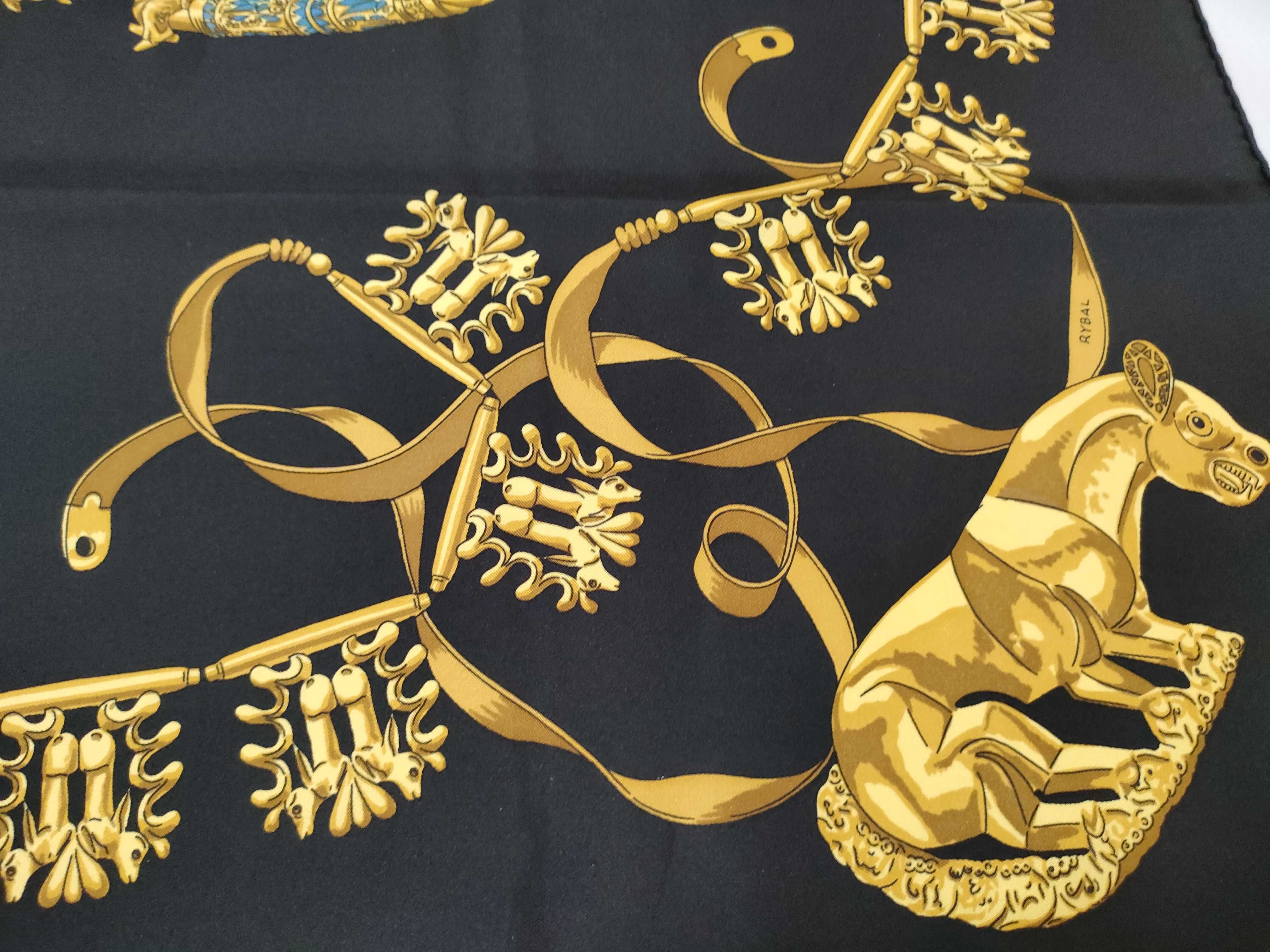 Hermes Les Cavaliers d'Or Silk Scarf