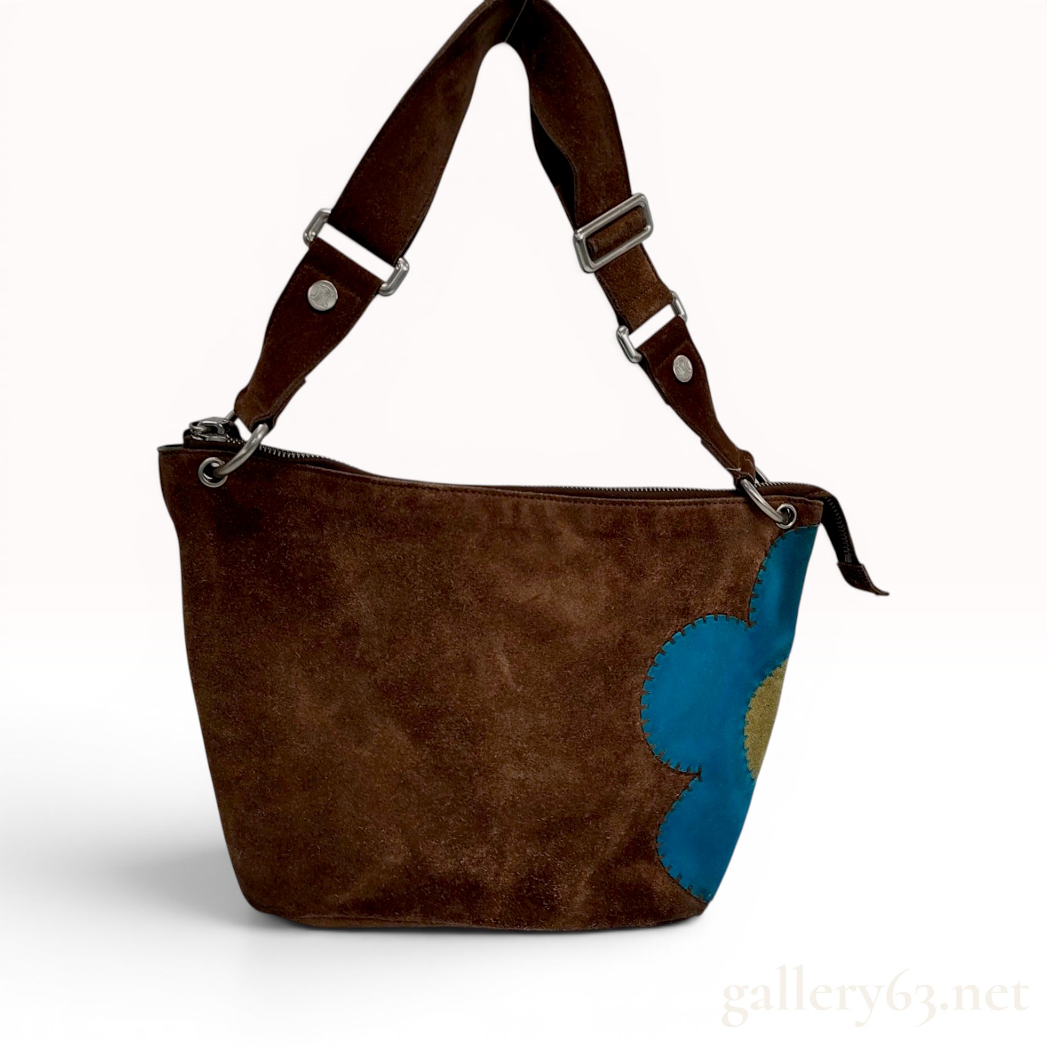 Celine Suede Flower Applique Shoulder Bag
