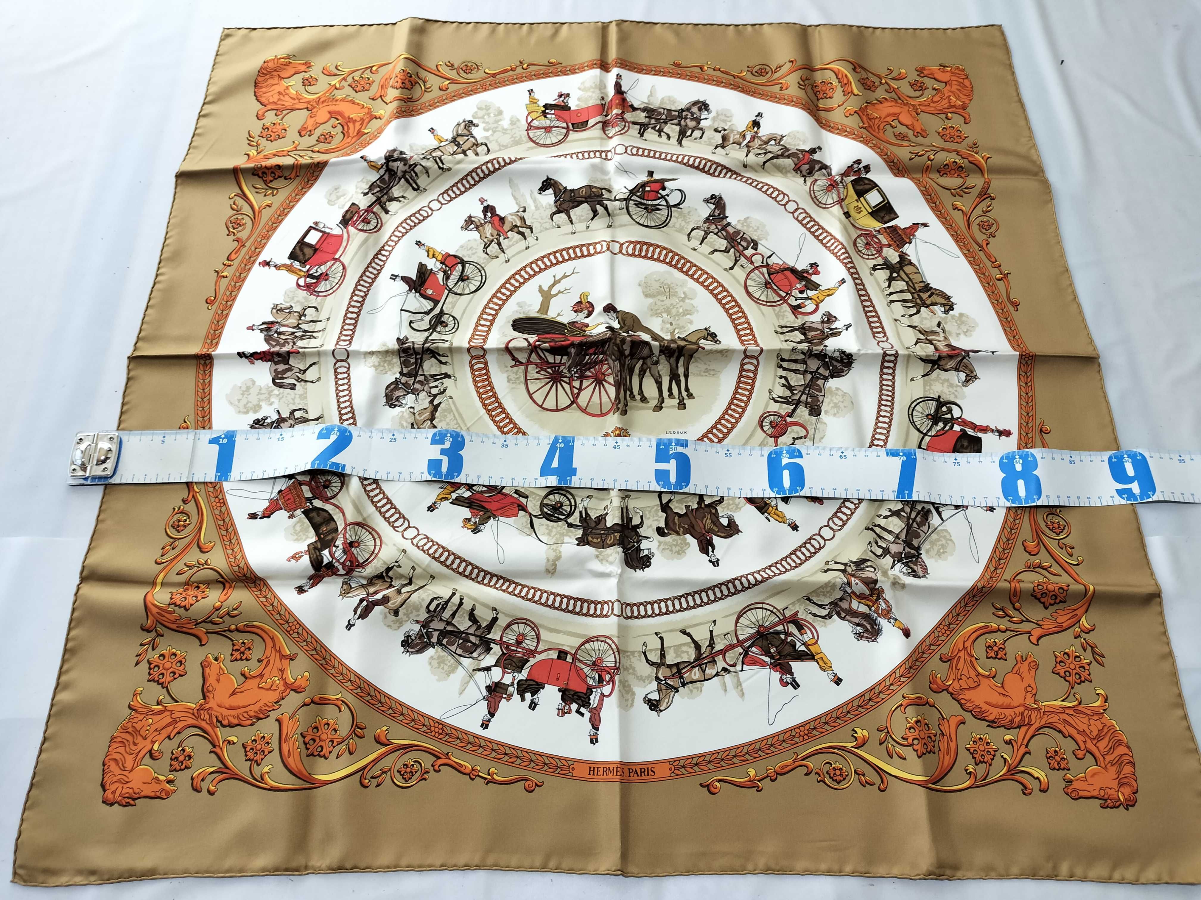 Hermes La Promenade de Longchamps Silk Scarf by Philippe Ledoux with Box