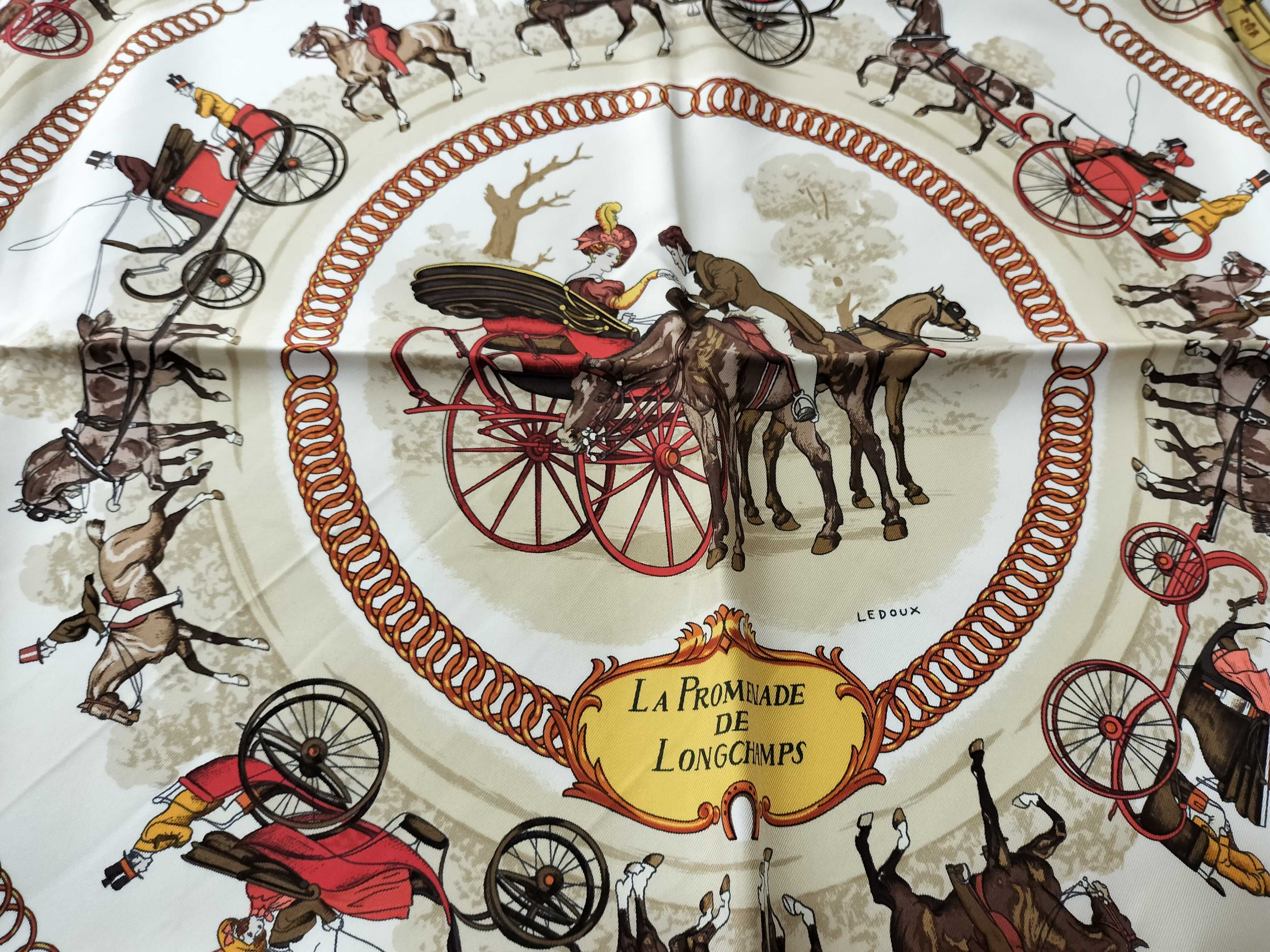Hermes La Promenade de Longchamps Silk Scarf by Philippe Ledoux with Box