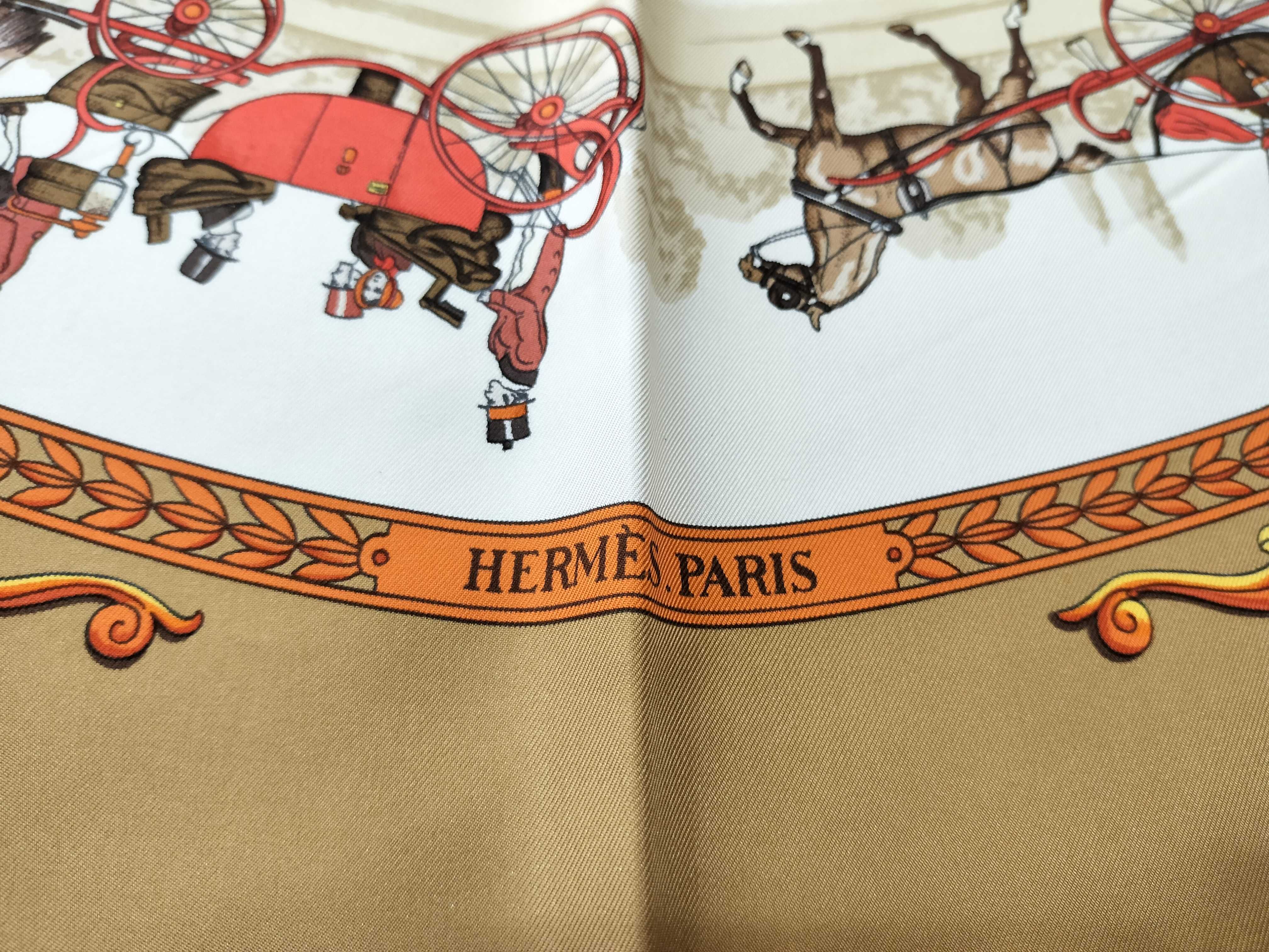 Hermes La Promenade de Longchamps Silk Scarf by Philippe Ledoux with Box