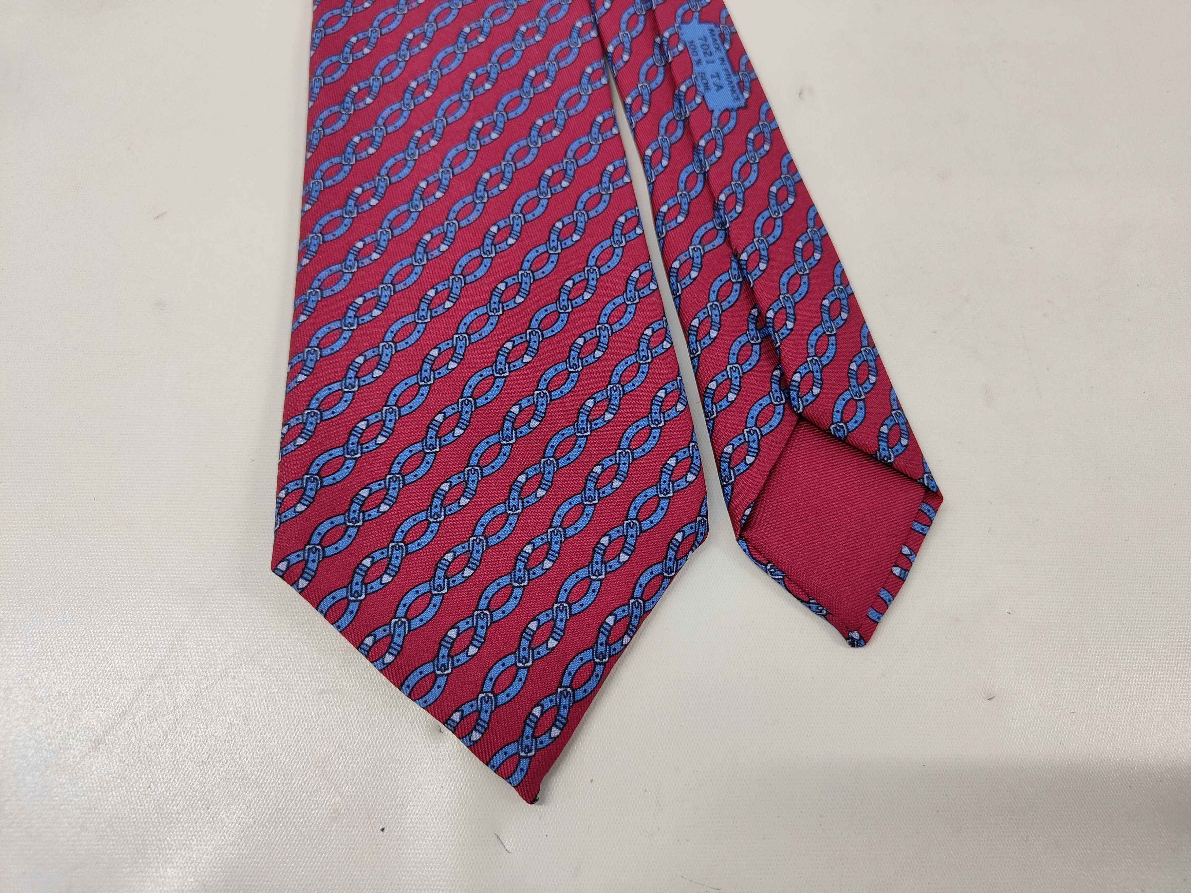 Hermes Paris Silk Interlocking Belt Buckle Pattern Mens Necktie