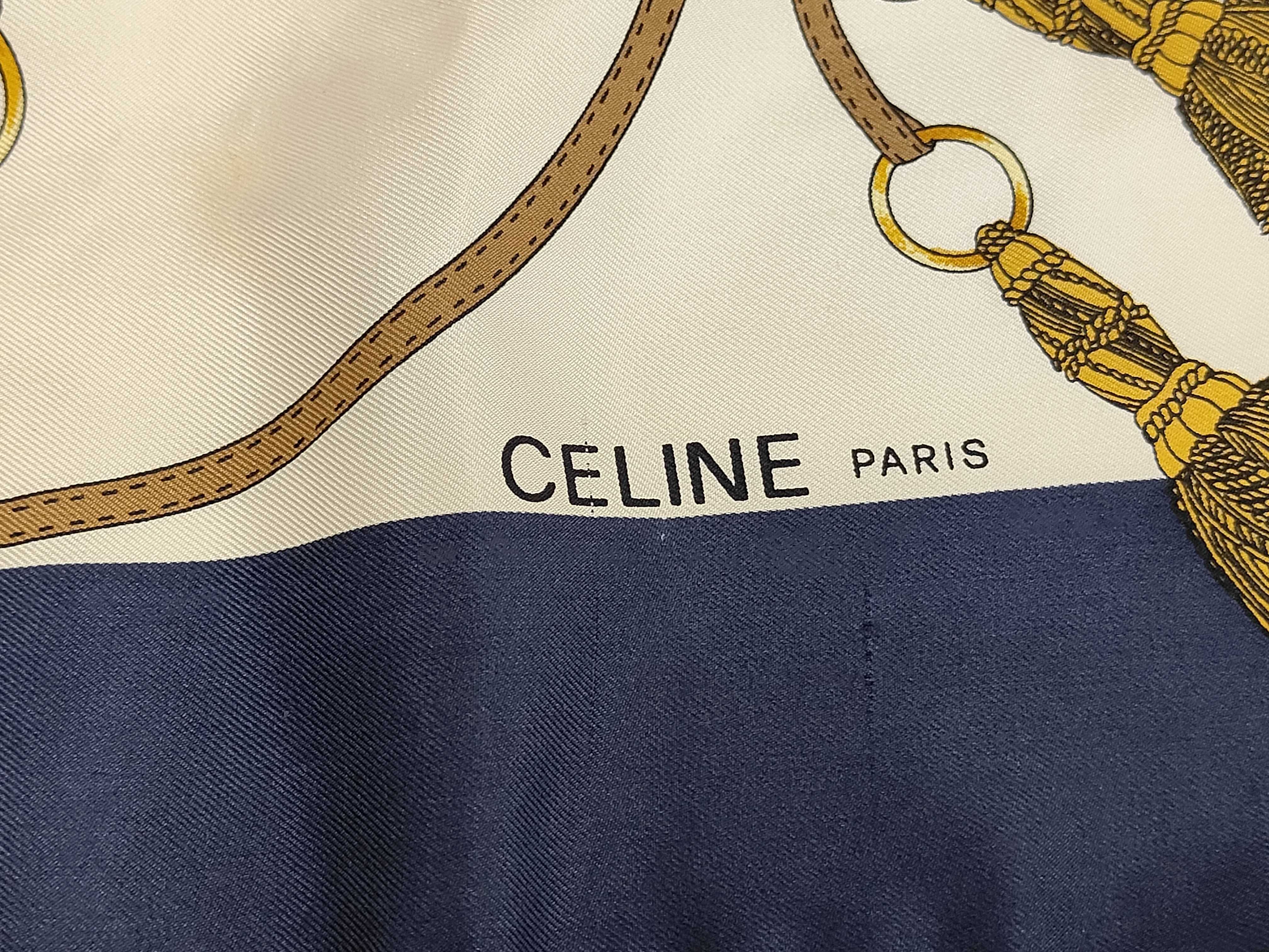 Celine Paris Vintage Silk Scarf with Equestrian Horse Motif